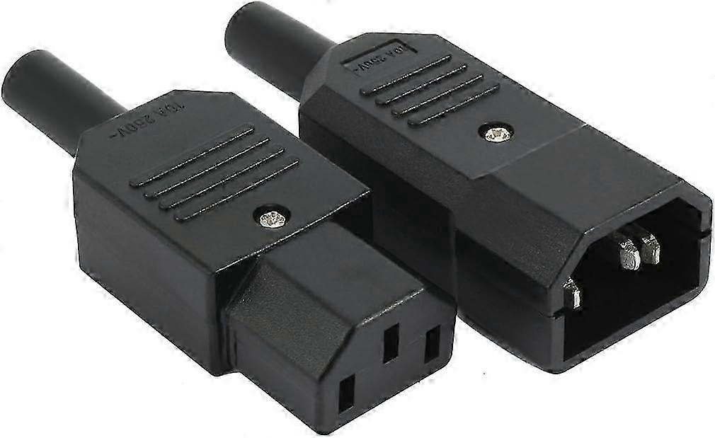 1Pair AC250V 10A IEC C14 Male C13 Female, 3 Pins Terminals Inline Adapter Plug Power Socket Connectors