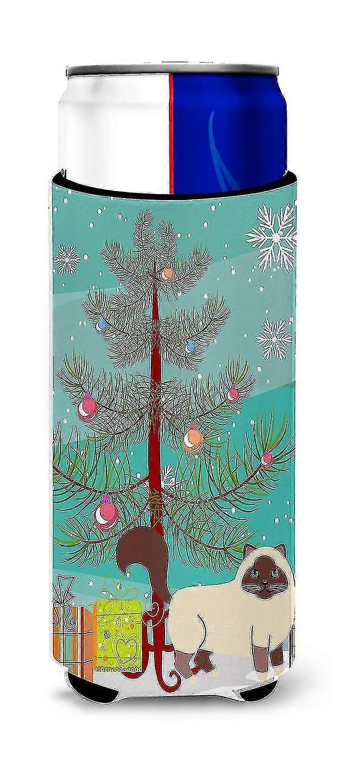 birman Cat Merry Christmas Tree Michelob Ultra Hugger For Slim Cans