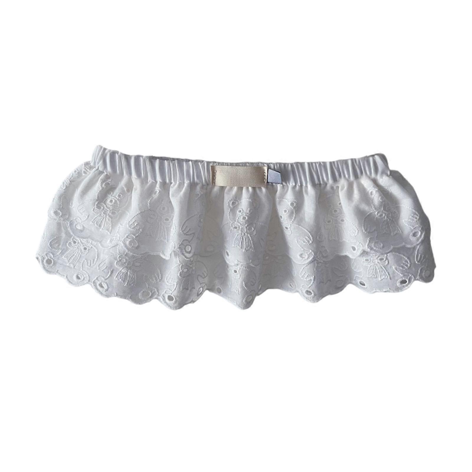 Baby Fart Curtain 2025 Spring Fall Short Skirt Solid Color Elastic Apron Stackable Hem Skirt 2-Layer for Daily Wear White bear S