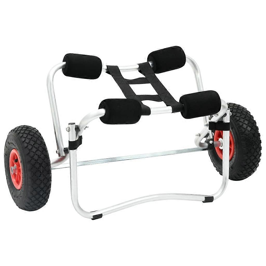 and Kayak Cart for Easy Transport, SpringLoaded Stand, Inflatable Rubber Wheels, Foldable Aluminum Frame