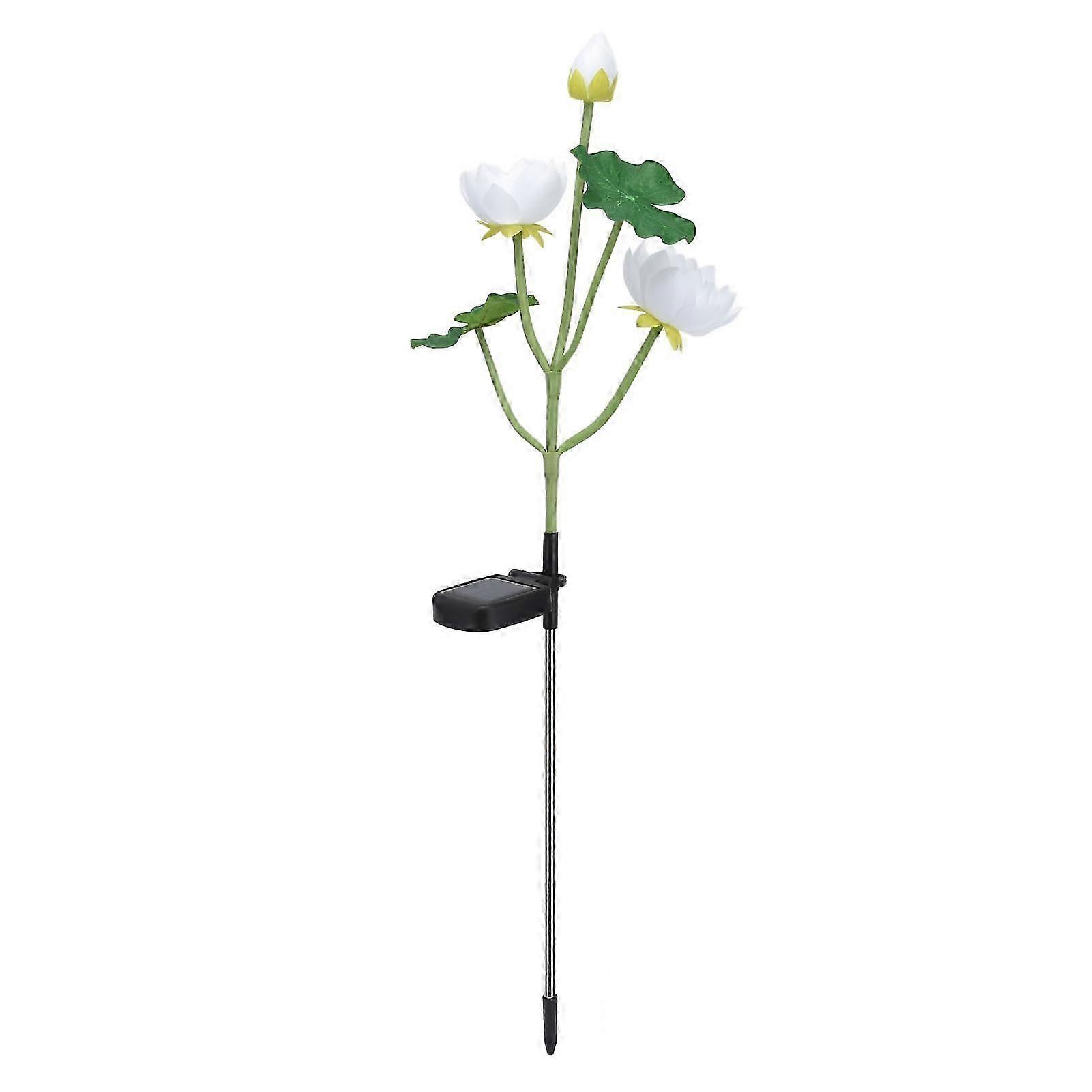 Solar Flower Light IP65 Waterproof Solar LED Light with Ground Plug for Garden Patio Yard Courtyard(White Flower Colorful LED )