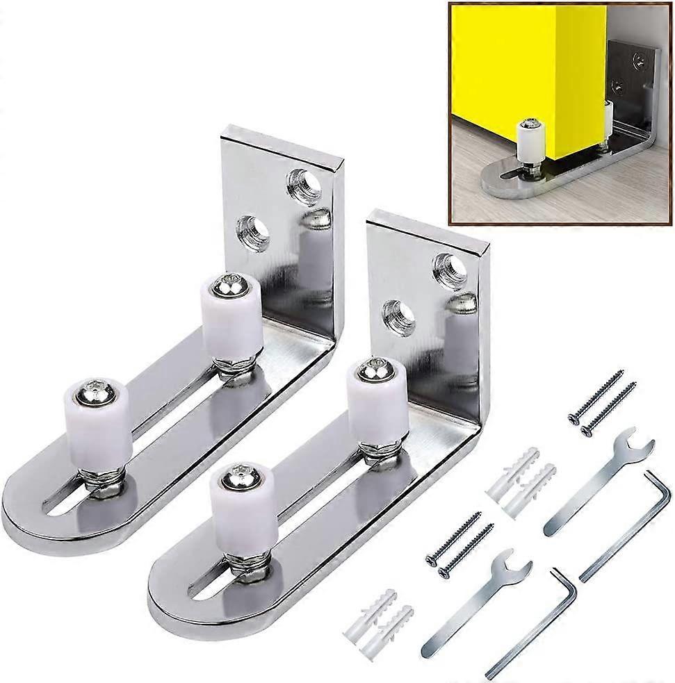 Floor Guide 2 Pack Sliding Door Door Guide Wall Mount Guide Ball Bearings Silver