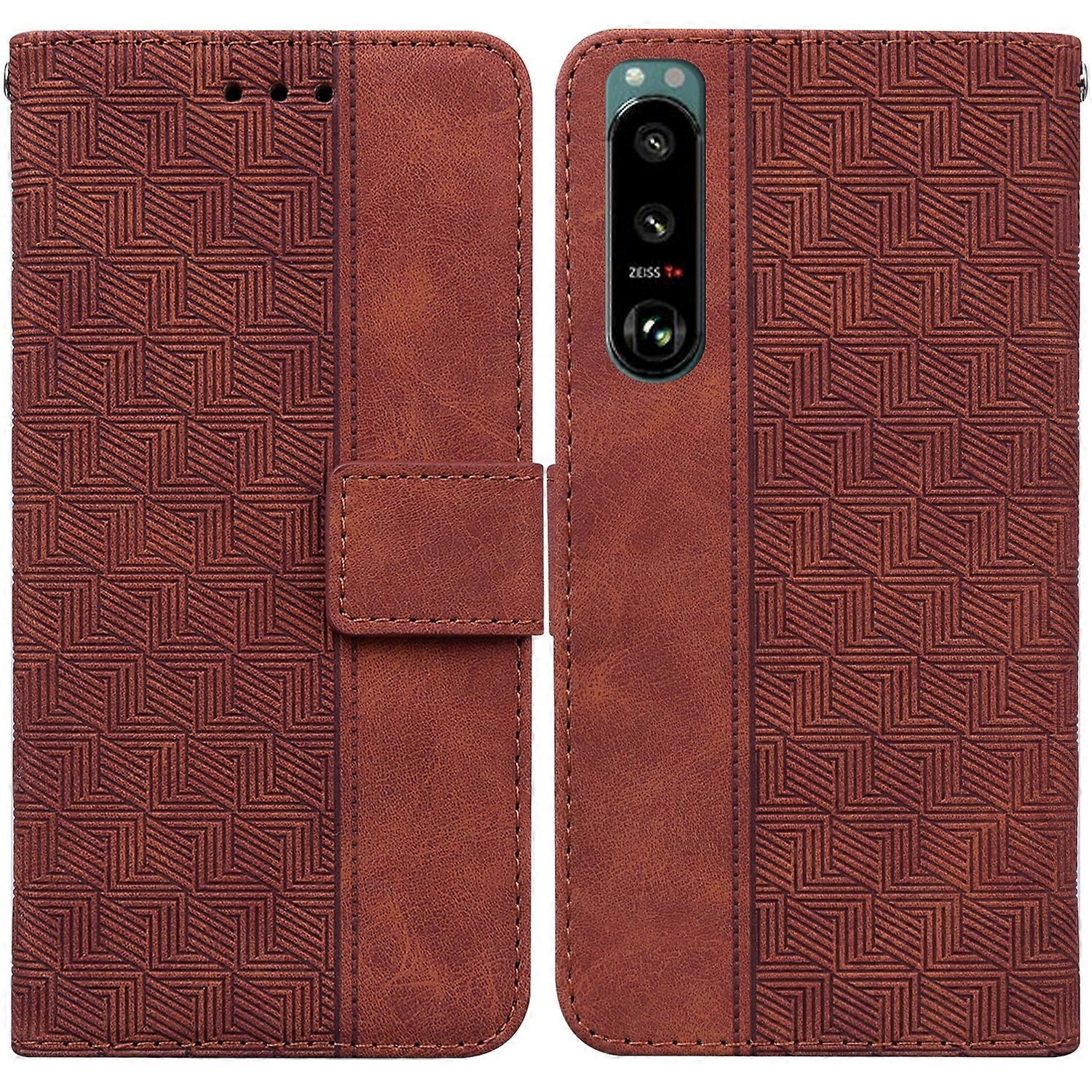 For Sony Xperia 5 III Geometric Embossed Leather Phone Case