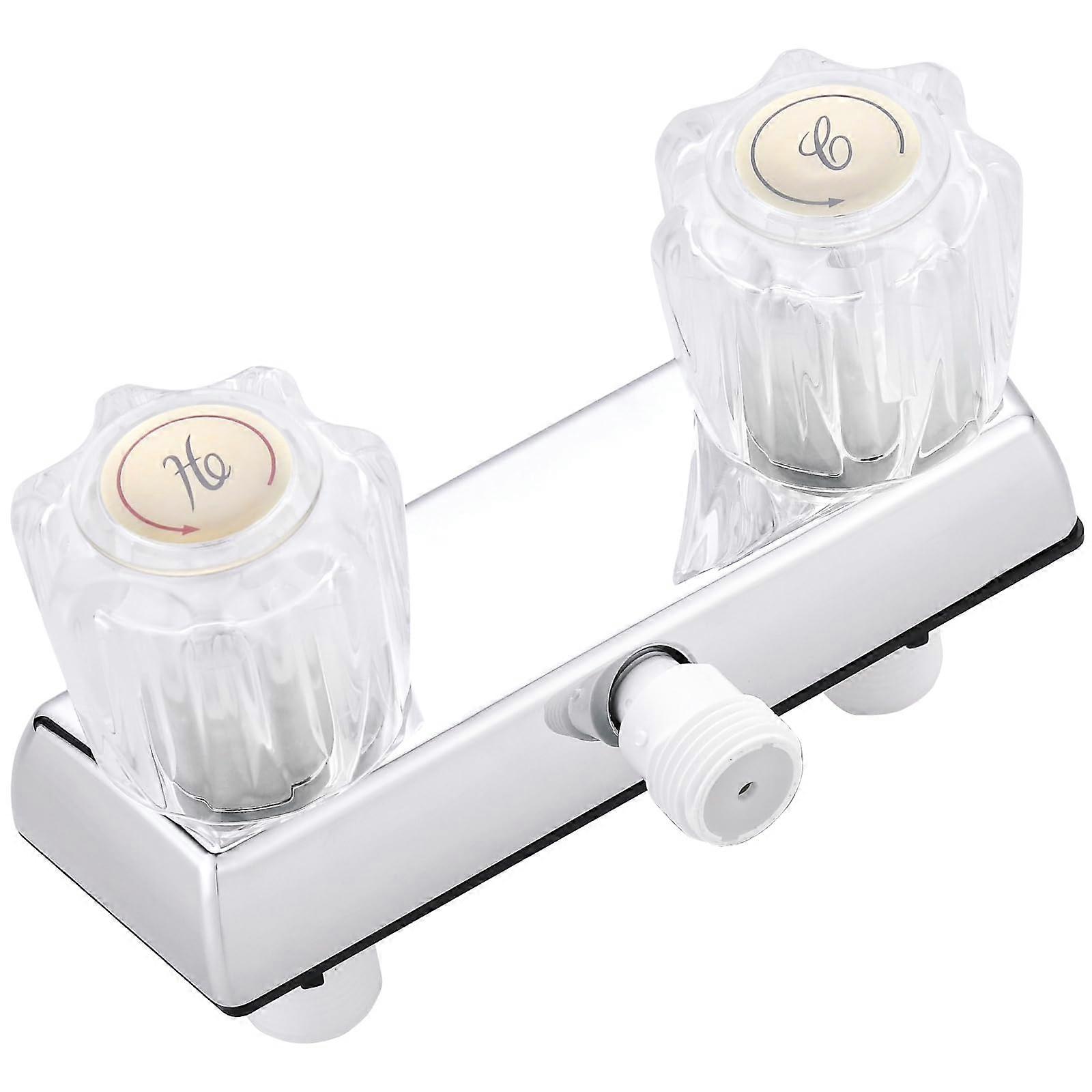 RV Shower Faucet 4-Inch Valve Diverter With Dual Acrylic Knobs Chrome Leak-Proof For RV Camper Van Travel Trailer