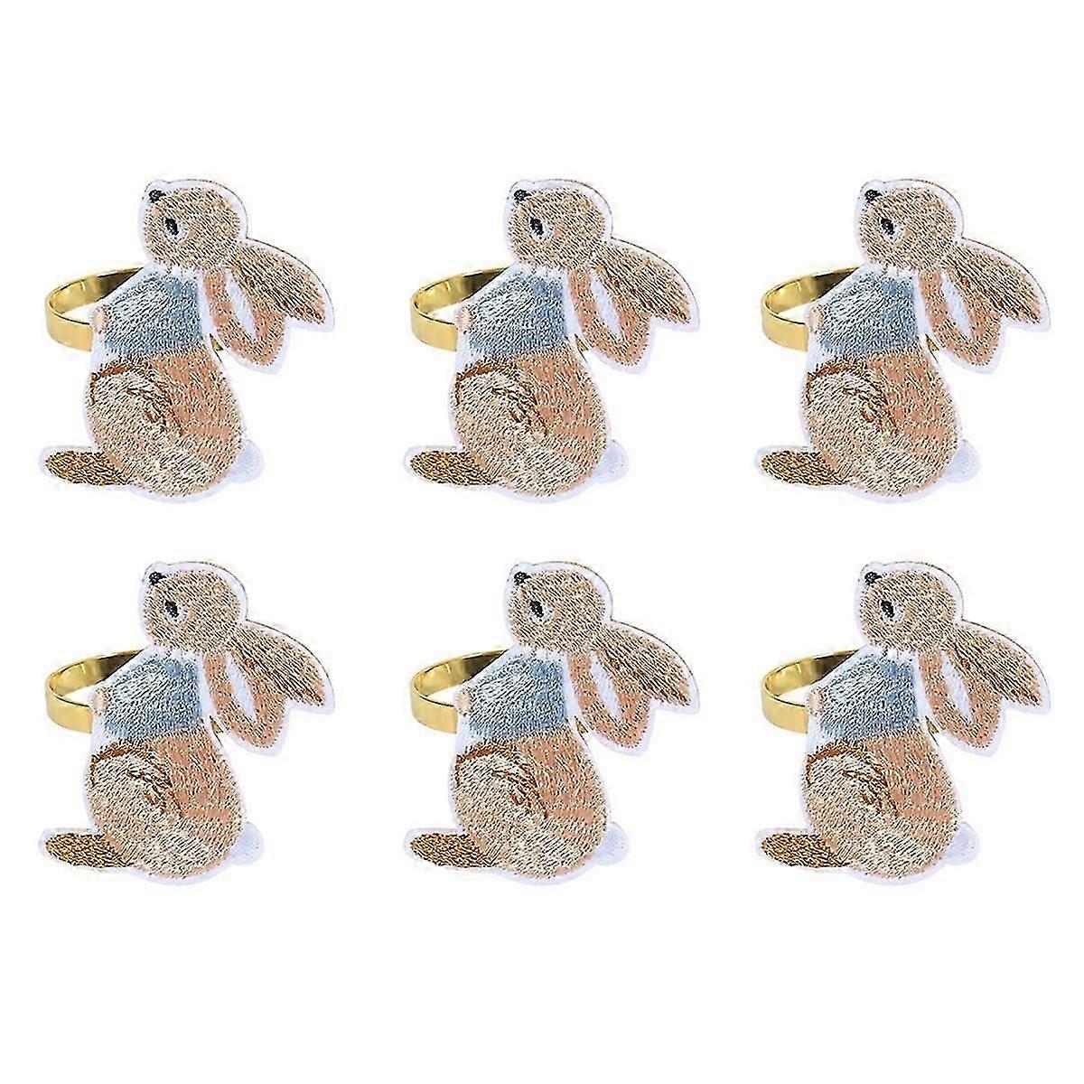 6PCS Easter Napkin Rings, Easter Designed with Bunny ,Holiday Napkin Holders for Dining Easter Part