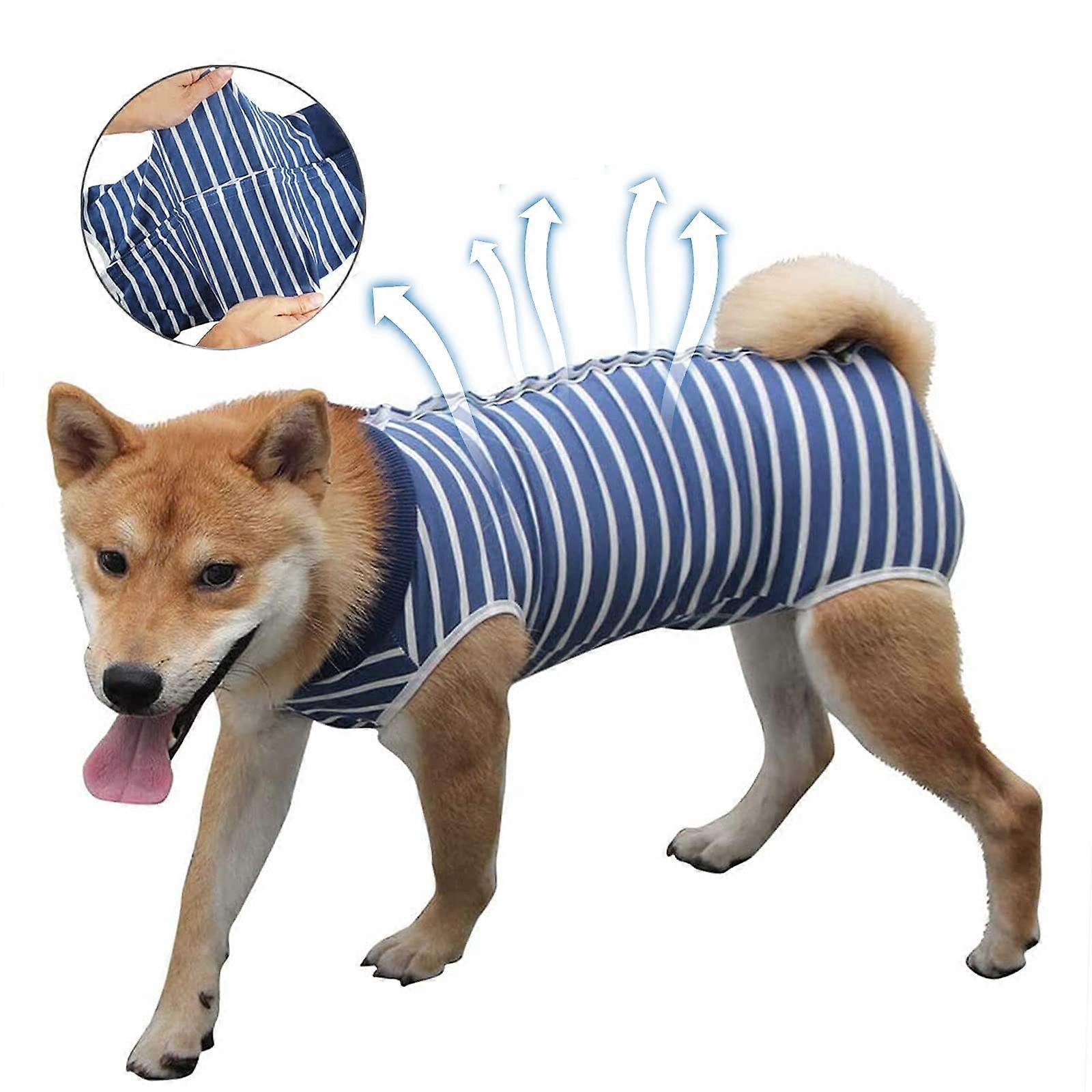Dog Recovery Suit for Abdominal Wounds, Breathable E-Collar Alternative for Small/Medium Dogs, Lightweight Fabric, Adjustable Fit