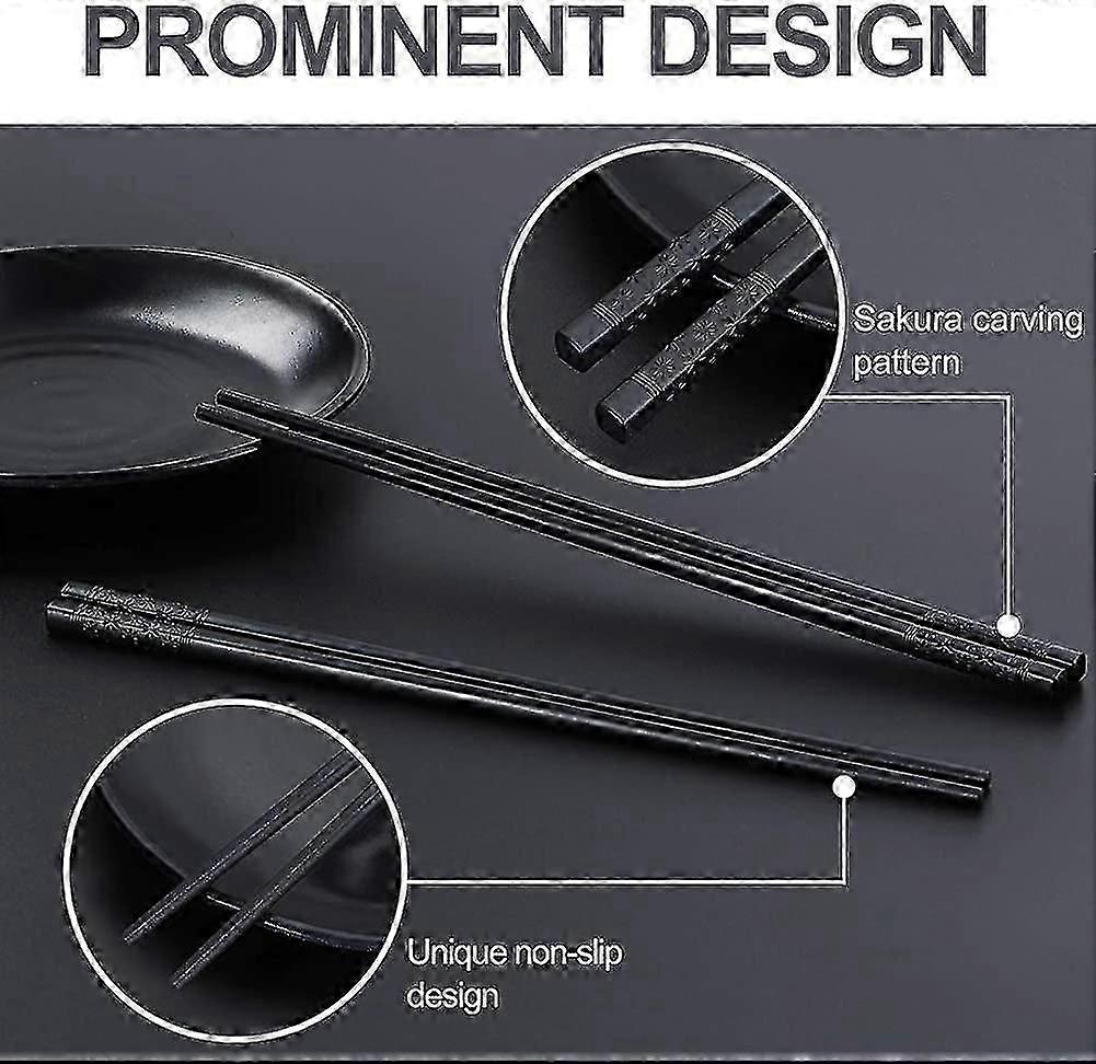 Chopsticks 10 Pairs Reusable Fiberglass Chopsticks, Non-slip Chopsticks