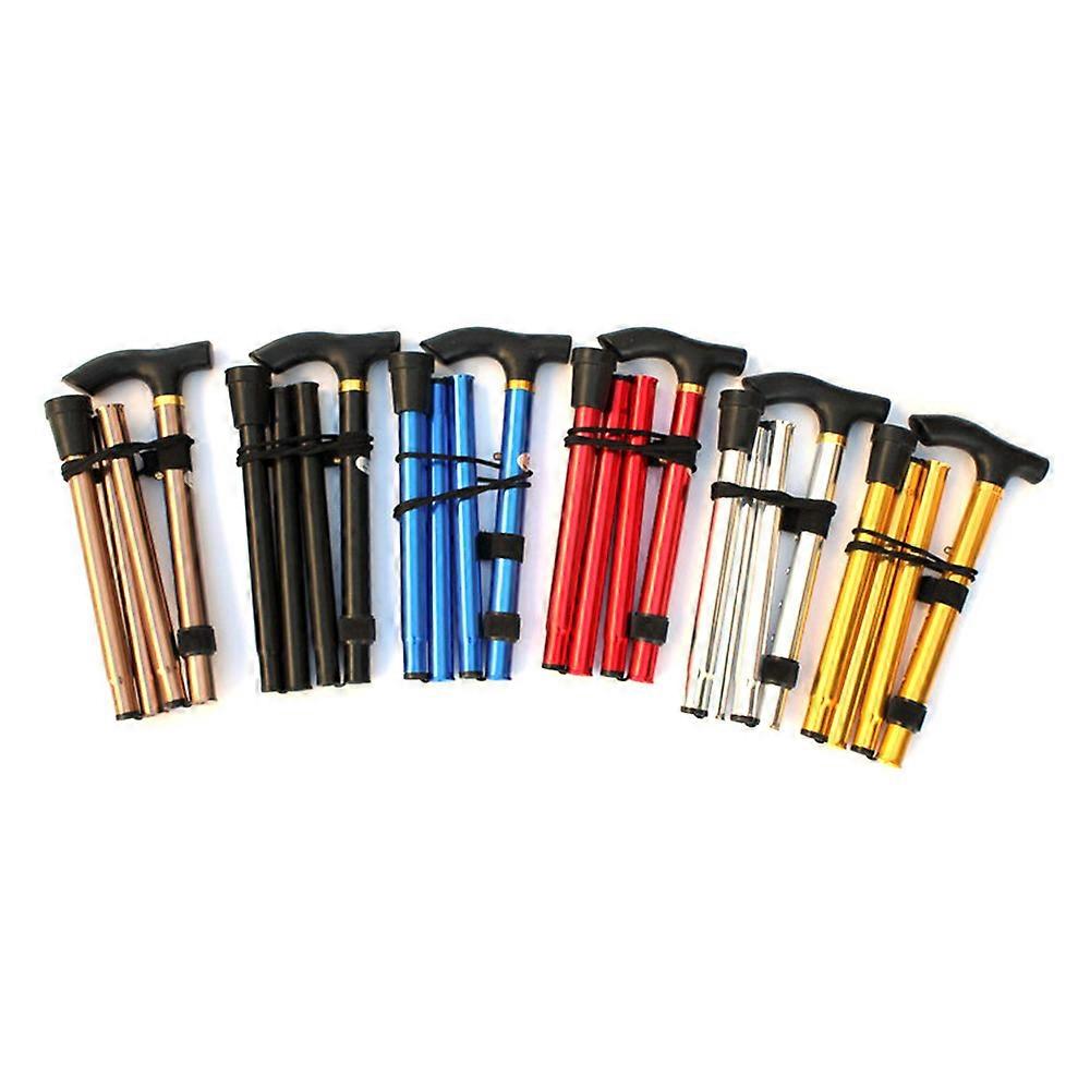 Aluminium Alloy Folding Cane Portable Hand Walking Stick Trekking Hiking Sticks Non-slip 4 Section Adjustable Canes with Comfortable Handle