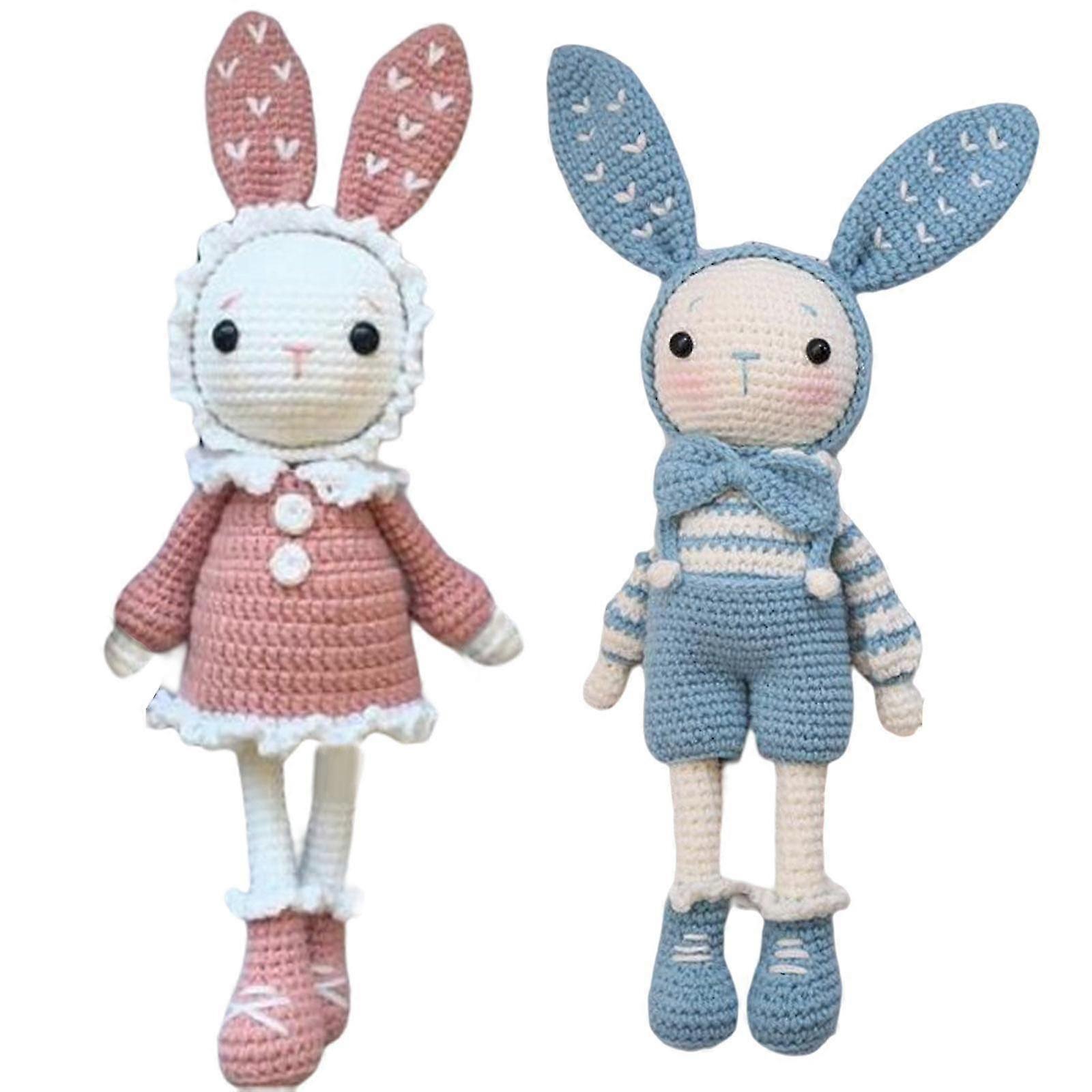Handmade Beginner Crochet Kit, A Pair of Rabbit Crocheting Crafts Hand Made Toy