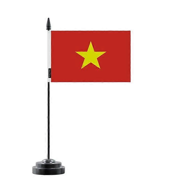 Table Flag of Vietnam – 14 x 21 cm – Polyester – Black Plastic Base