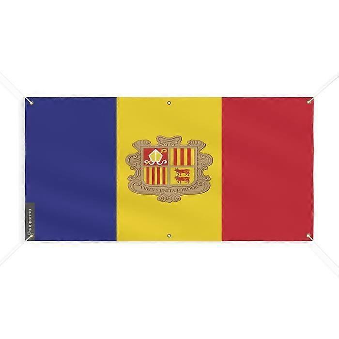 Andorra Flag Banner - PIXELFORMA - 40x80cm - Durable Polyester - 6 Reinforced Eyelets