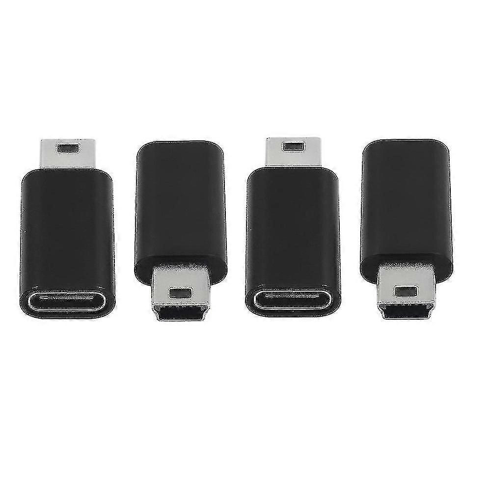 محول USB صغير إلى USB C - 4 قطع ميني USB ذكر إلى نوع C أنثى تحويل محول لمشغلات MP3