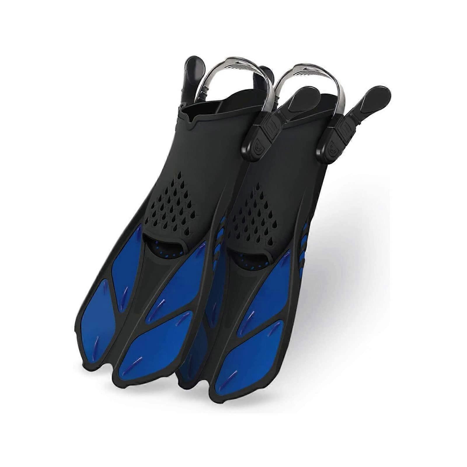 F Verstellbares Schwimmen Erwachsene Schnorchel Fußflossen Tauchen F Anfänger Wassersportausrüstung Flossen (Blau, L oder XL) L oder XL Blau