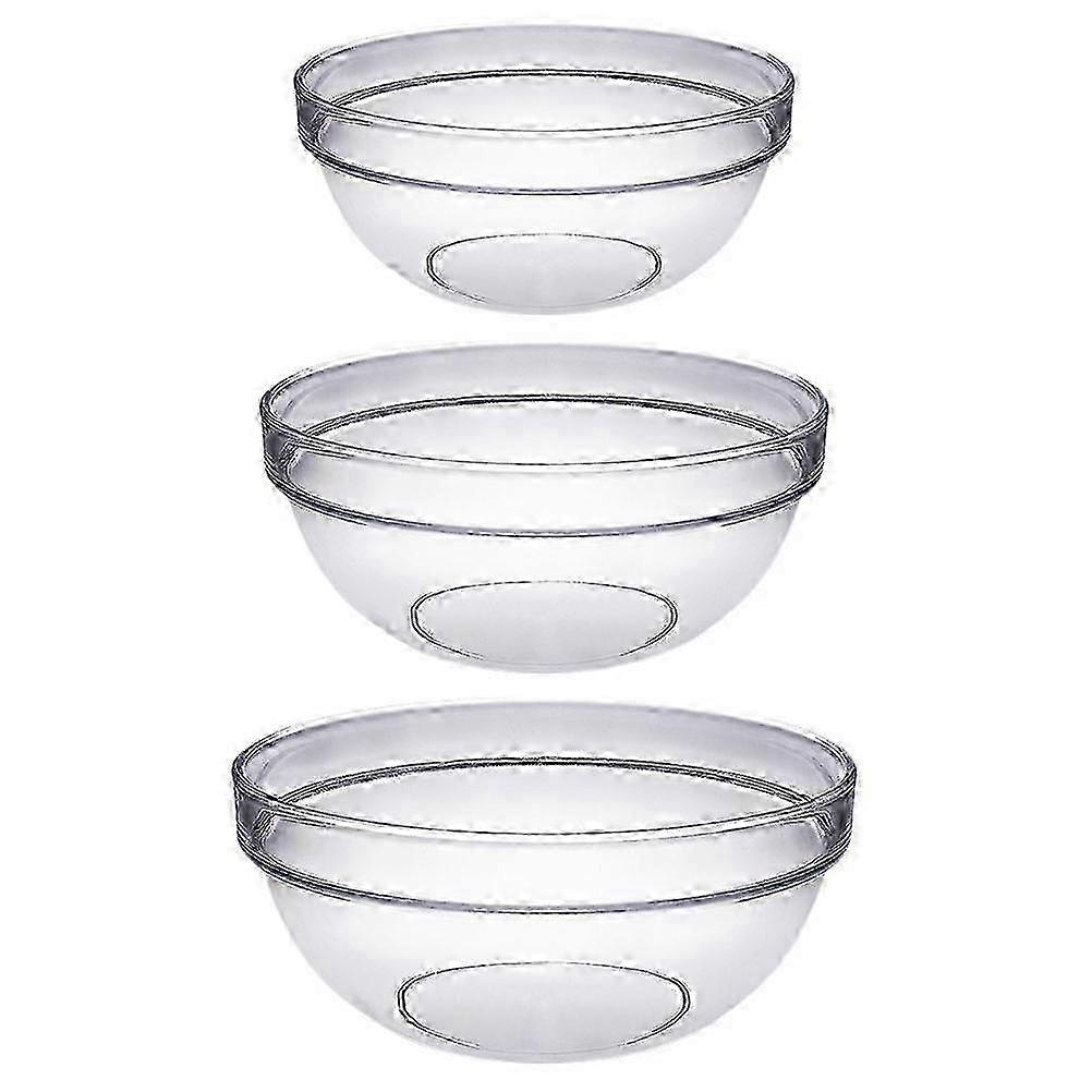 3 Pcs Clear Glass Salad Bowls for Household Use, Ideal Mixing Bowls for Parties, Serving, and Dip Chilling, Suitable for Various Culinary Ne