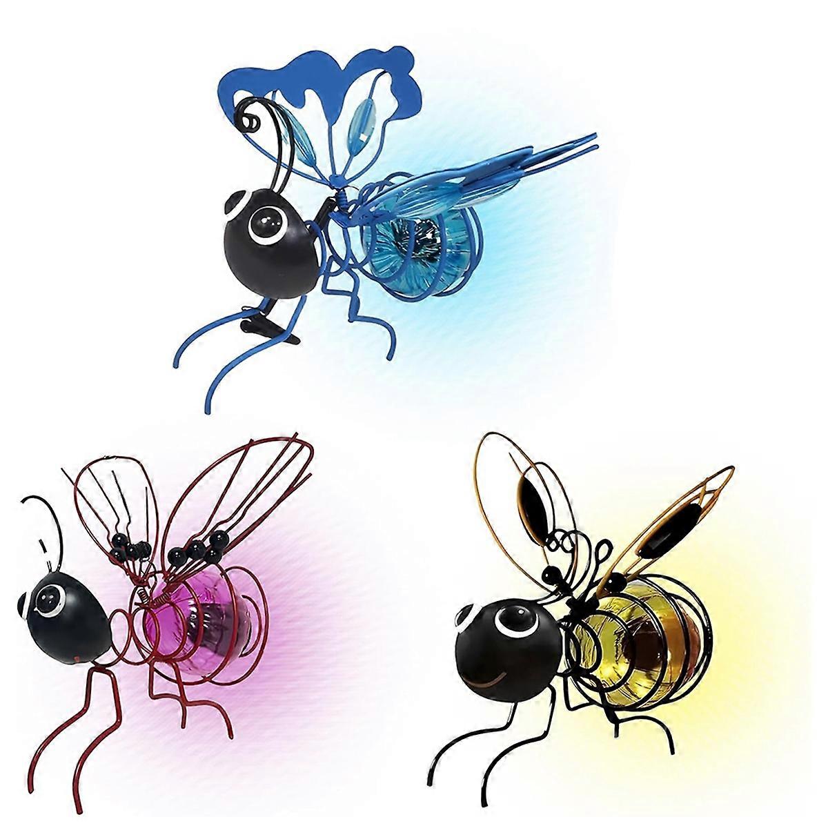 Solar Bee Simulation Lights,Outdoor Hanging LED Bees Garden Decoration Lantern for Outside, Insect