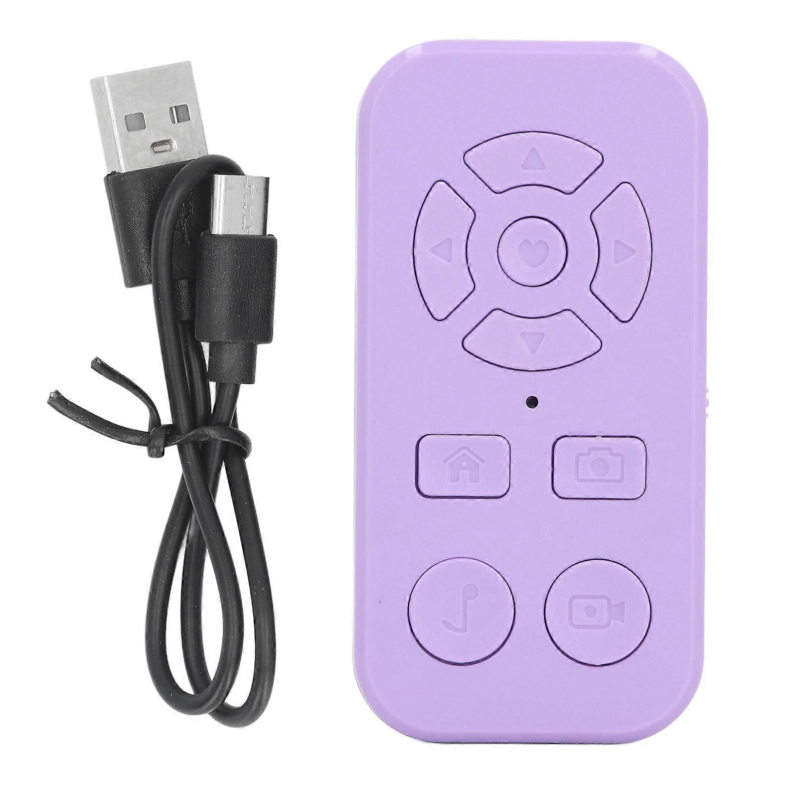 Bluetooth Remote Control Page Turner 9 Keys Smartphone Scrolling Rechargeable Wireless Self Recording Video Clicker Purple