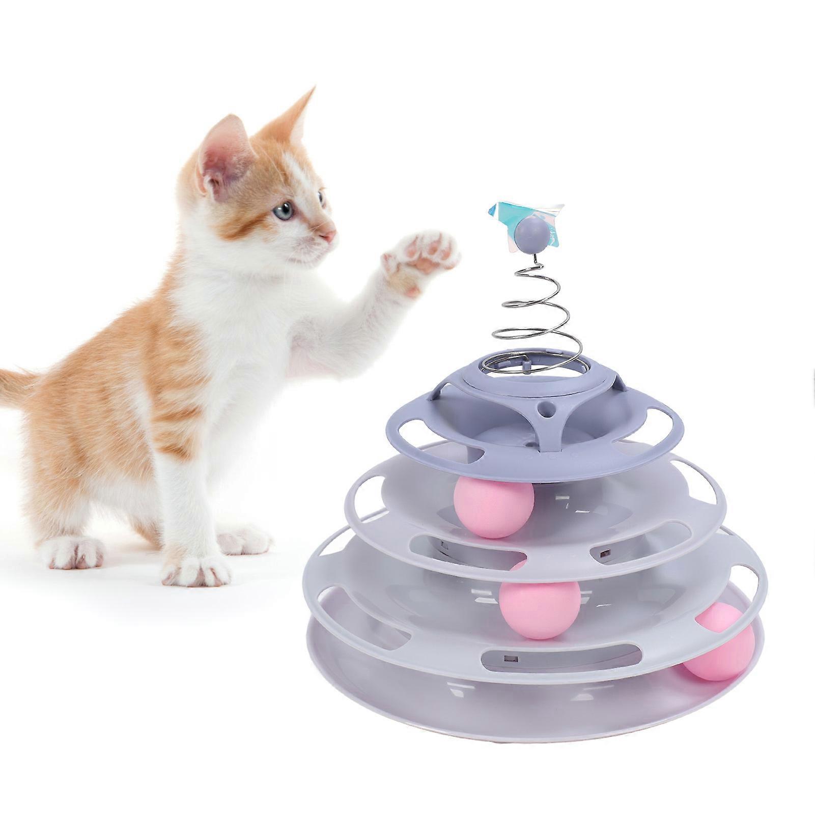 Cat Toy Interactive Turntable Cat Tower Toy Self Play Cat Circle Track Toy Kitten Roller Toy for Home Indoors Type 2 