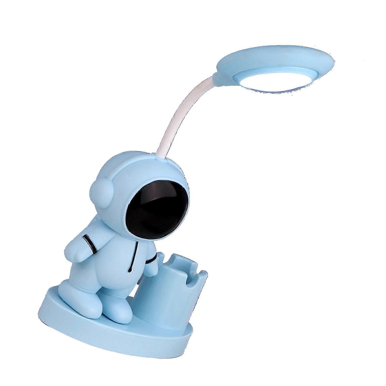Desk Lamp Versatile Foldable Spaceman Look Soft Light USB Bedside Table Lamp Night Lamp for Home Bedroom Office Blue 
