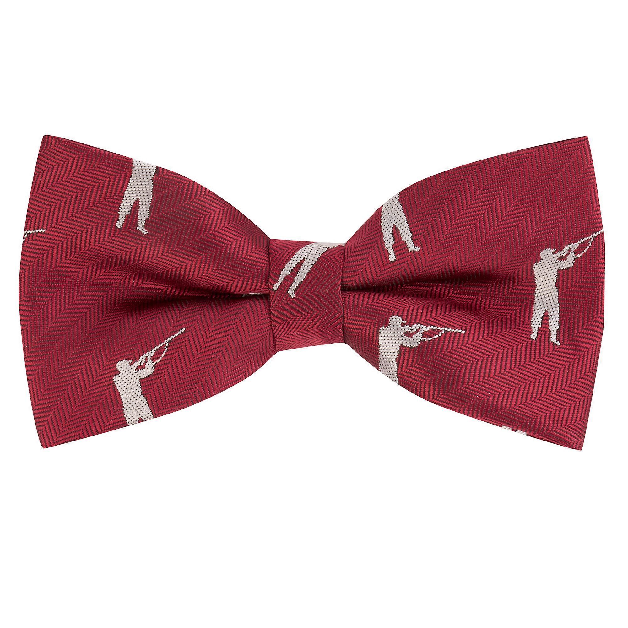 Burgundy Red Shooting / Gamekeeper Herringbone Bow Tie