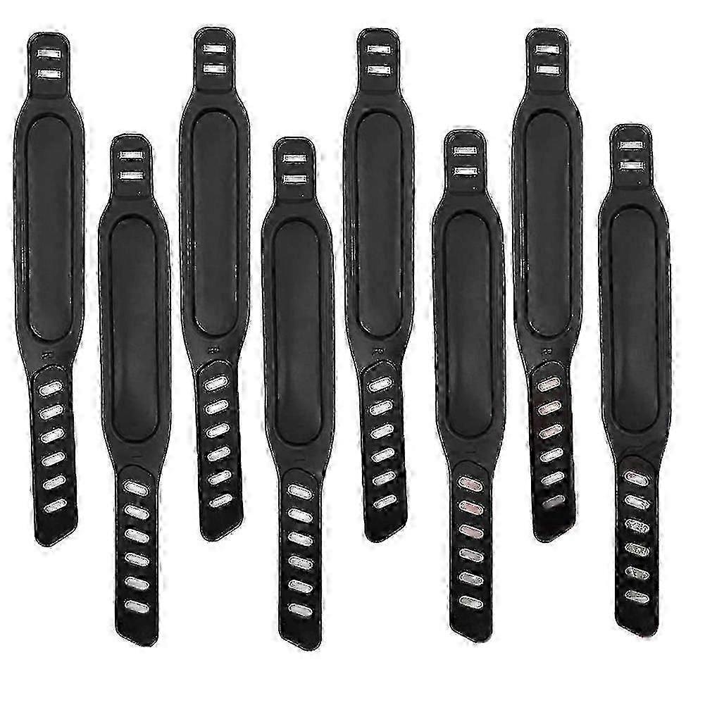 8pcs διευθετήσιμοι ιμάντες πεντάλ ποδηλάτου γυμναστικής για περιστροφή - μαύρο