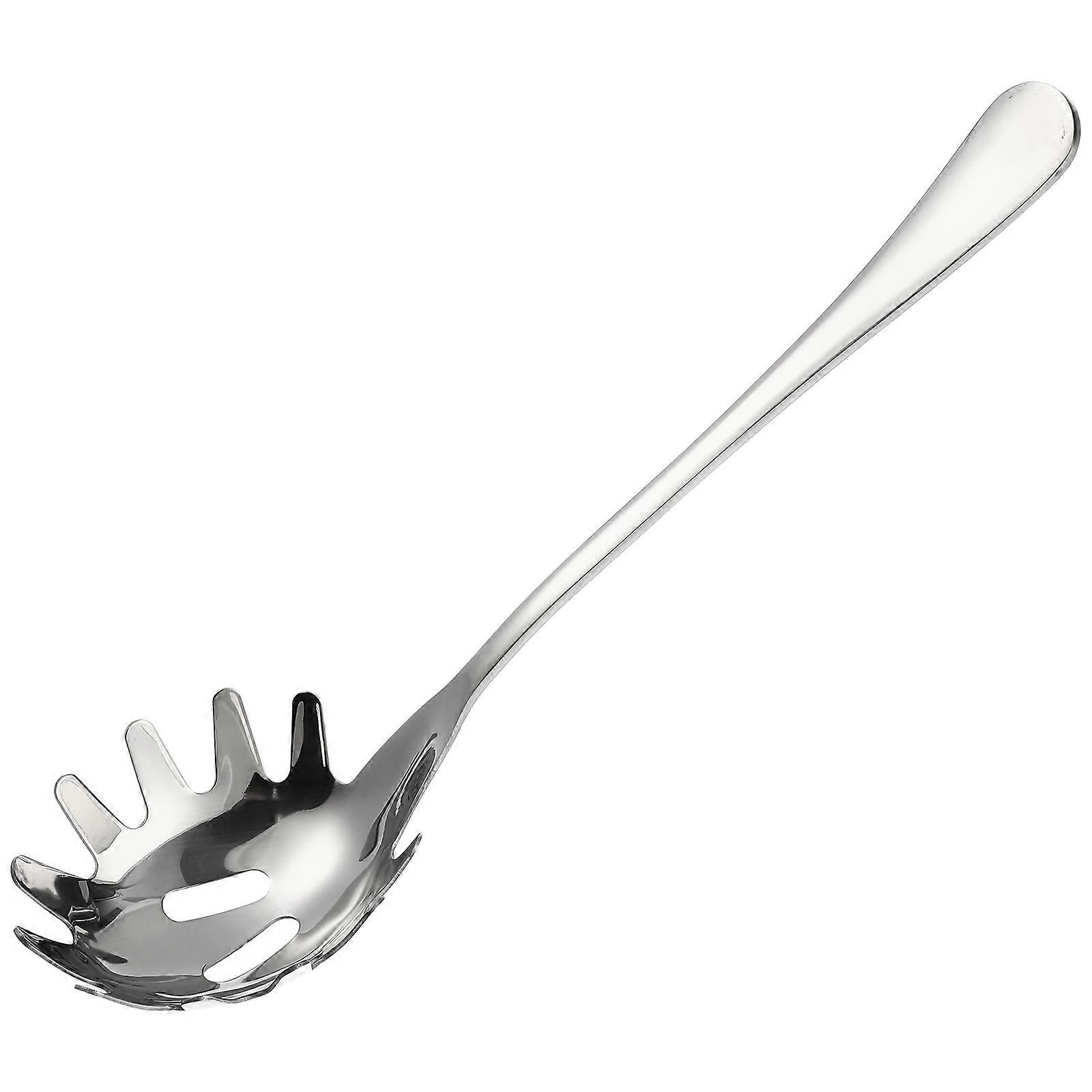 Stainless Steel Spaghetti Spoon with Rounded Edges Ergonomic Pasta Serving Tool for Non Stick Pots, Smooth Surface Kitchen Utensil for