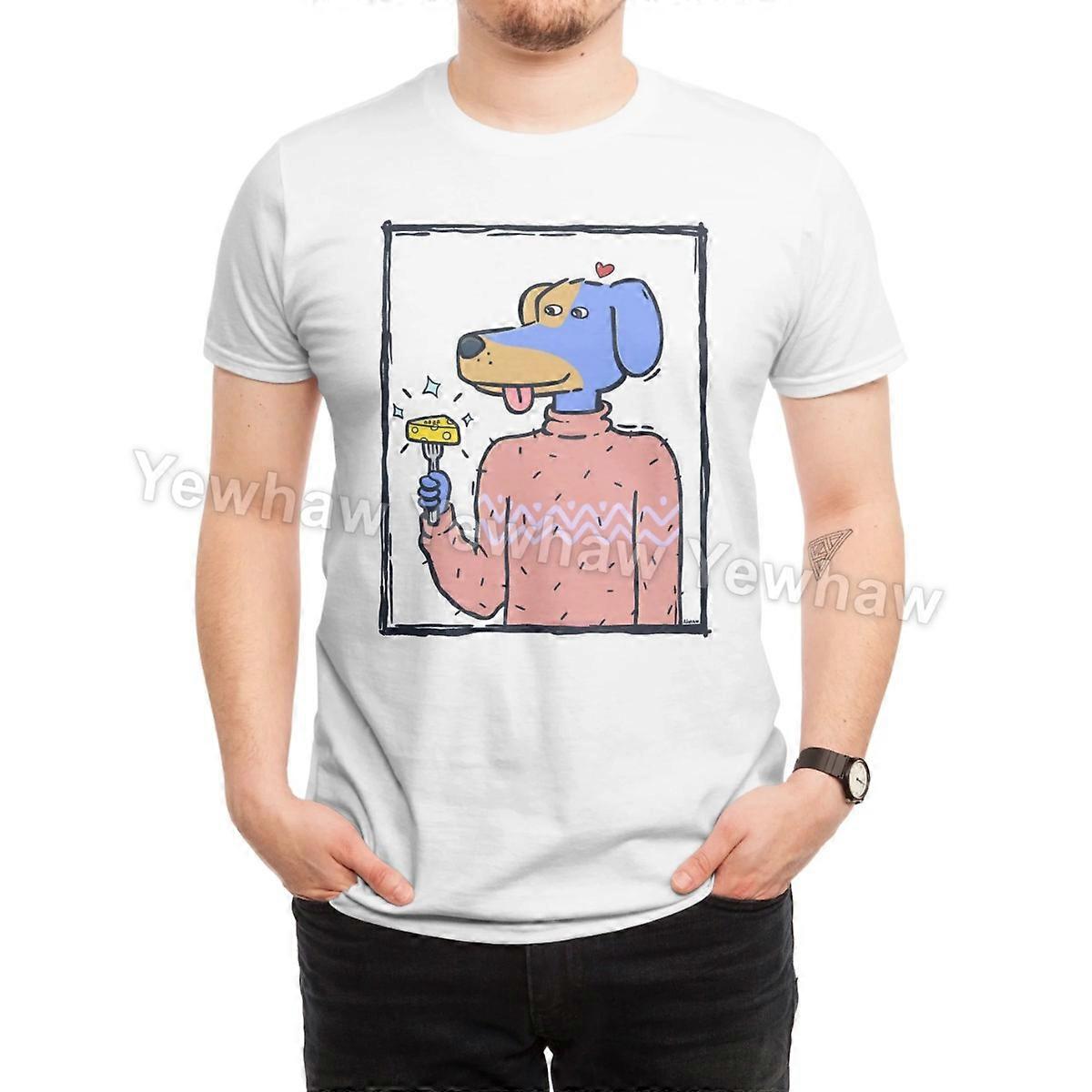 אהבה אמיתית חולצת טריקו כלב כחול קריקטורה איור סוודר ורוד עיצוב שובב גבינה על מזלג אמנות גחמנית