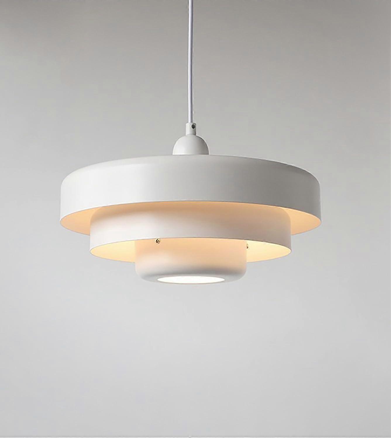 E27 Modern Pendant Light, Dining Table Light, Height Adjustable (White)