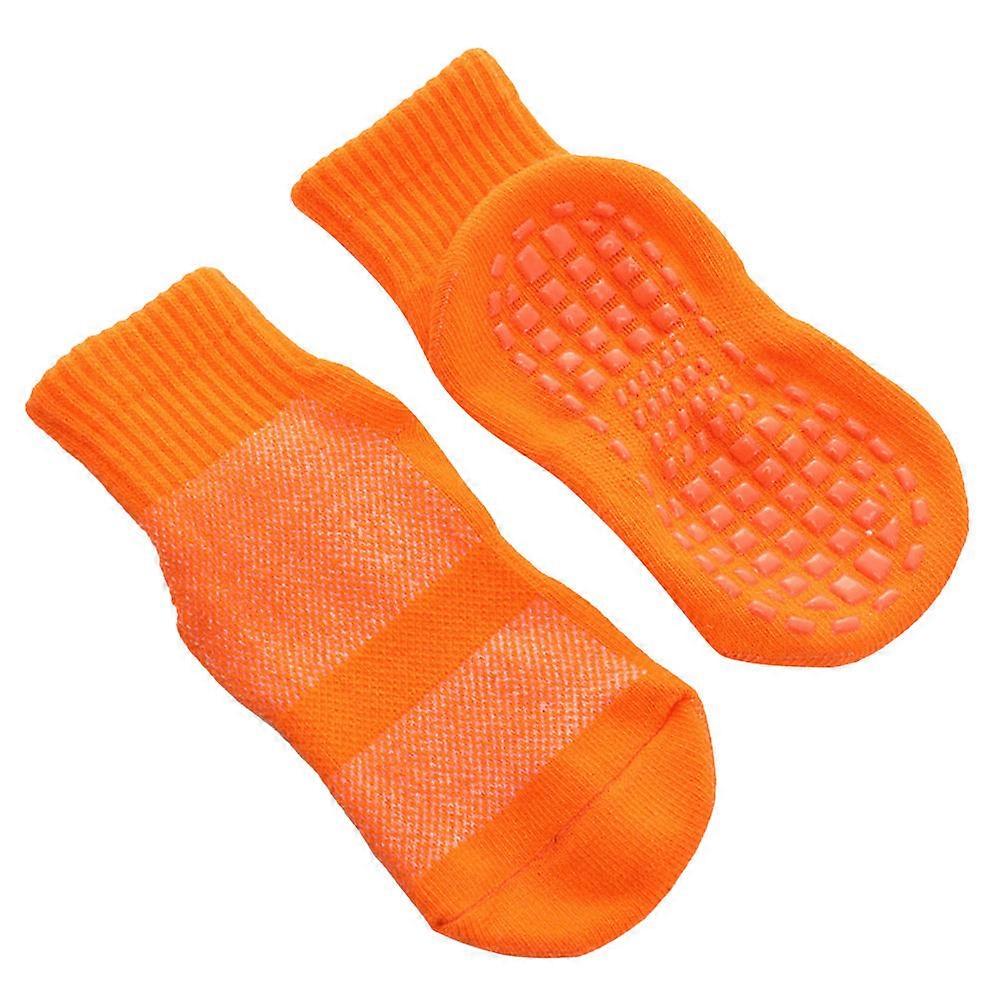 Kids Sports Socks Childrens Non Slip Warmth Breathable Comfortable Trampoline Sock Dispensing for Smooth Wooden Board Use Orange S 3Pairs