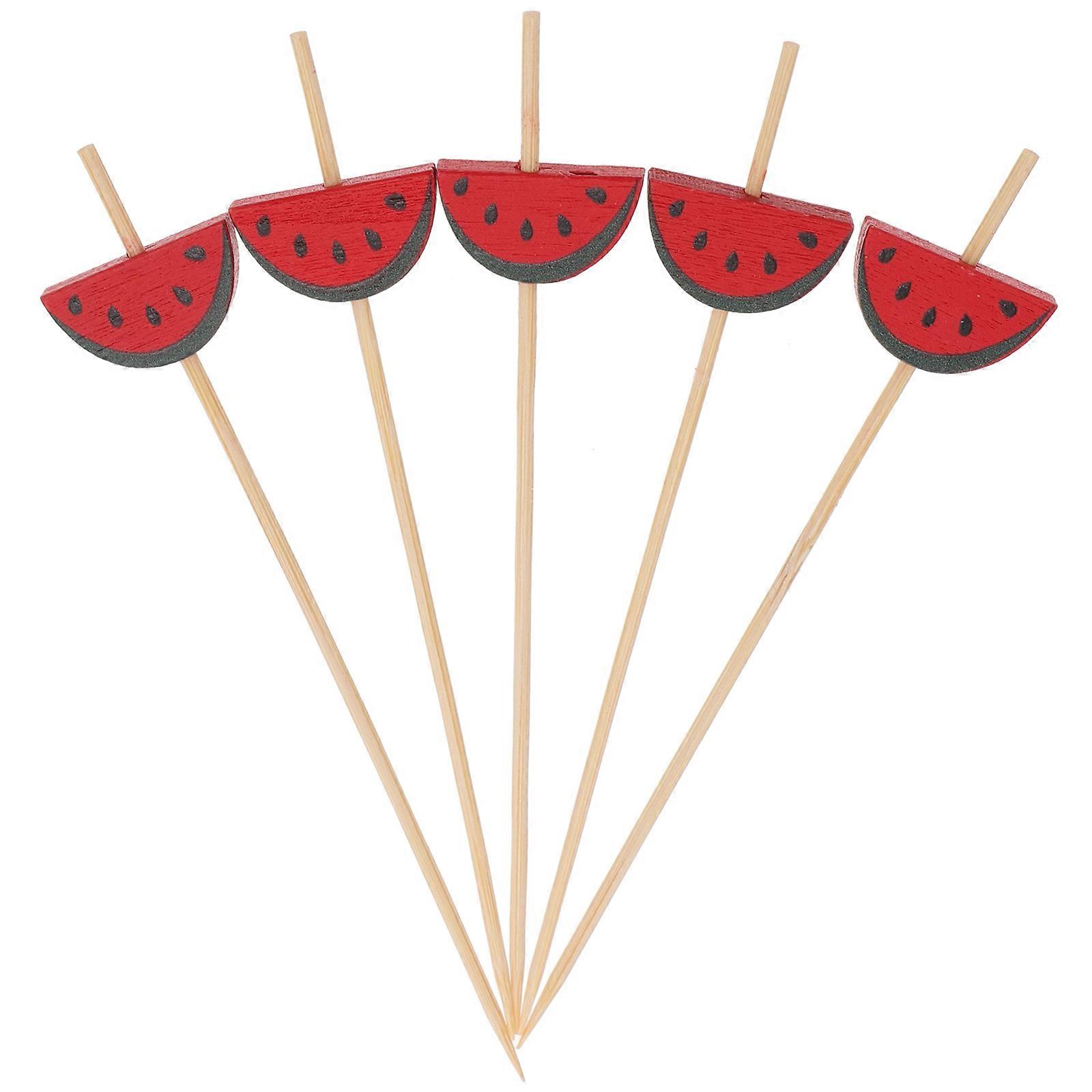 Disposable Bamboo Fruit Picks For Cocktail Food 12x3cm Red Simple Design 100Pcs
