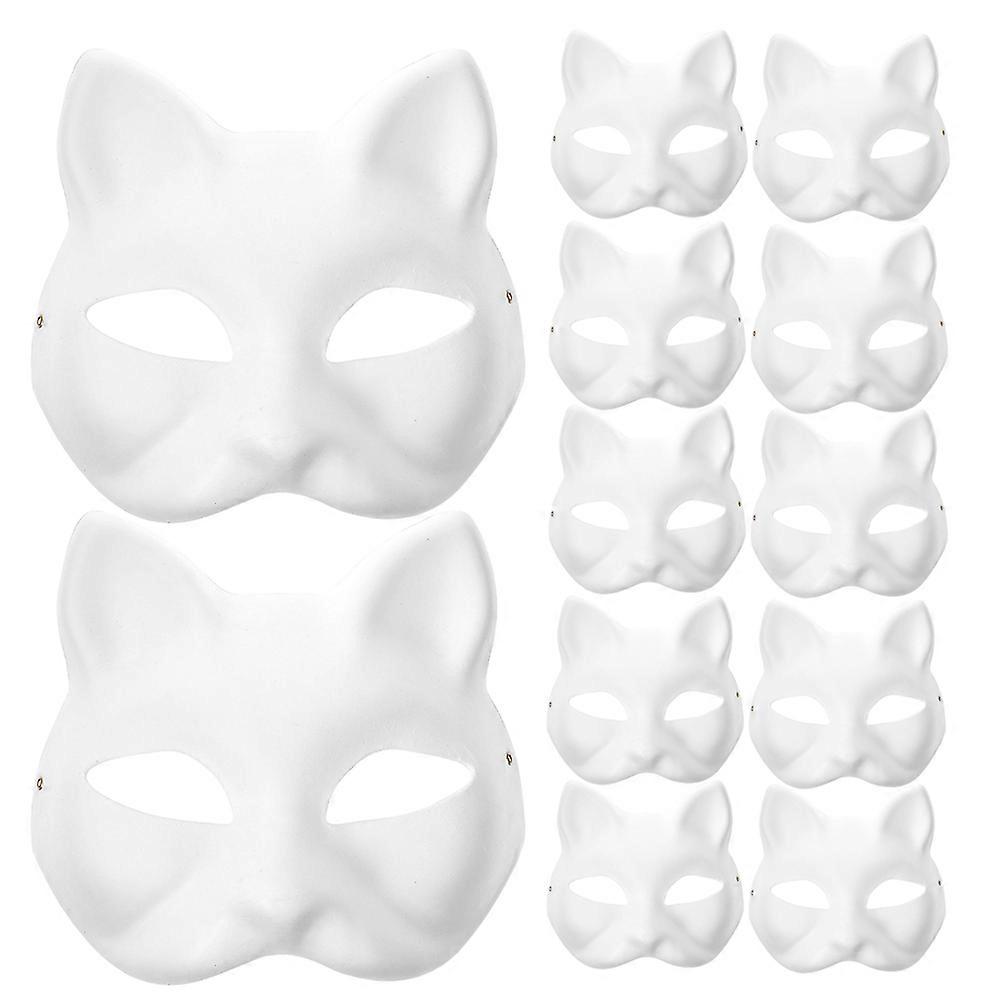 24PCS DIY Blank Cat Masks Paper Half Face Masquerade Masks for Cosplay Party Crafting, Safe Lightweight Paper Material for Custom Painting and