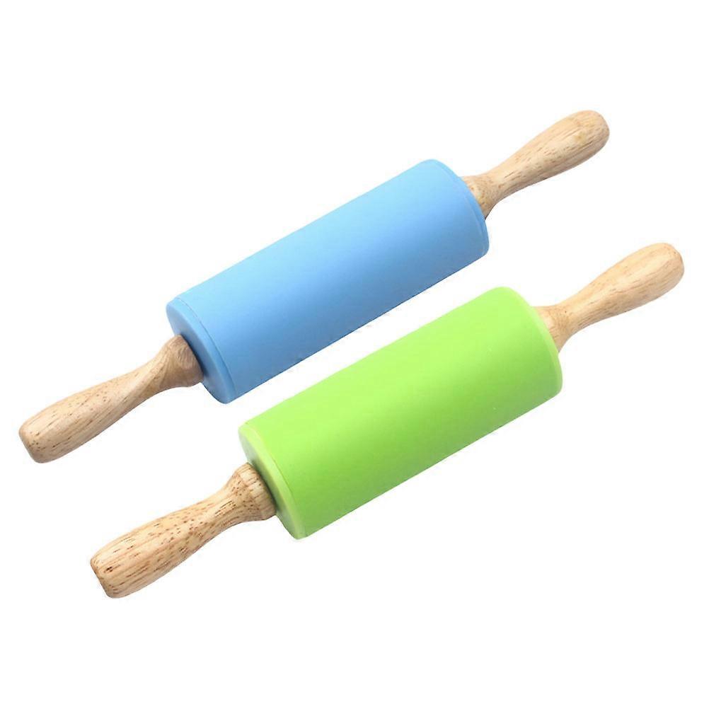 Baking Roller Pin Silicone Dough Pin for Chinese Dumpling Making Smooth Rotation 2Pcs