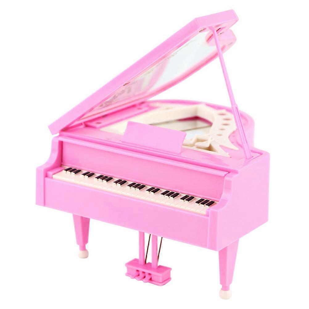 Rectangular Plastic Music Box Desktop Small Piano Pink 14.5x12.5cm Decorative 1Pack
