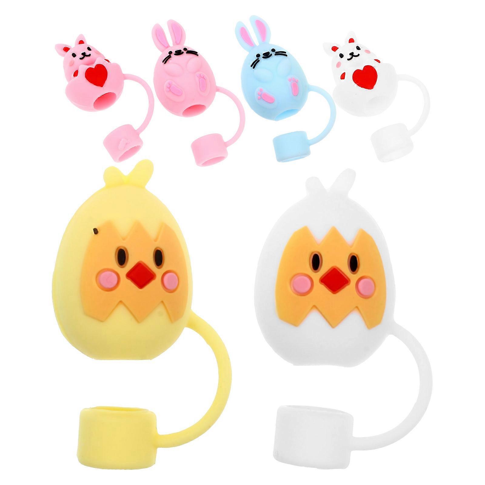 Decorative Silicone Drink Straw Covers For Daily Use And Easter Occasion In Vibrant Assorted Color 6Pcs