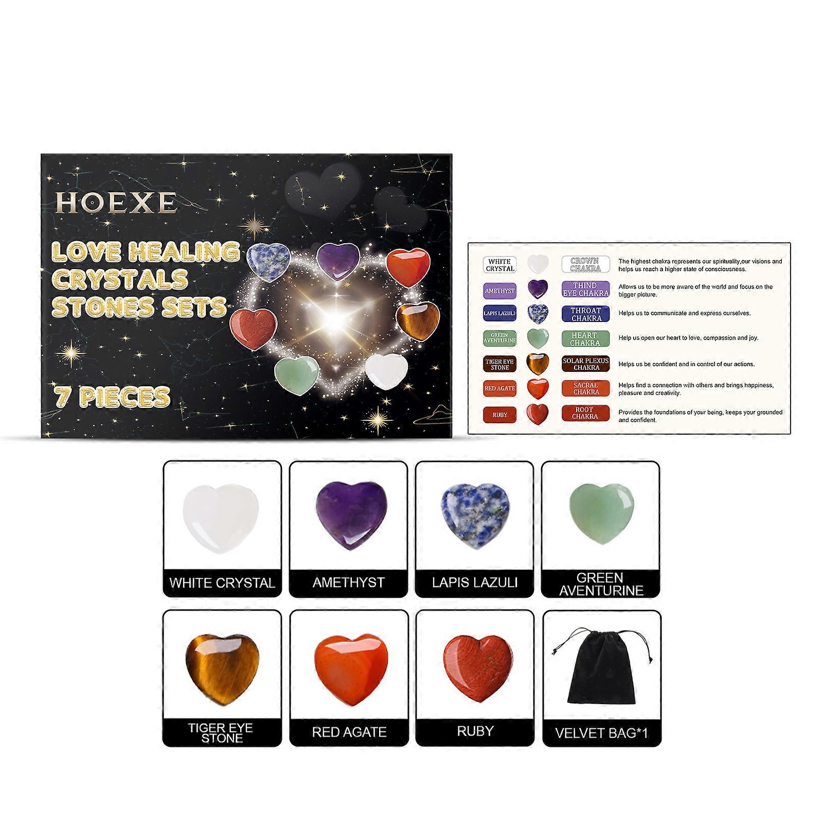 2pcs Hoexe Heart Healing Crystal Chakra Kit