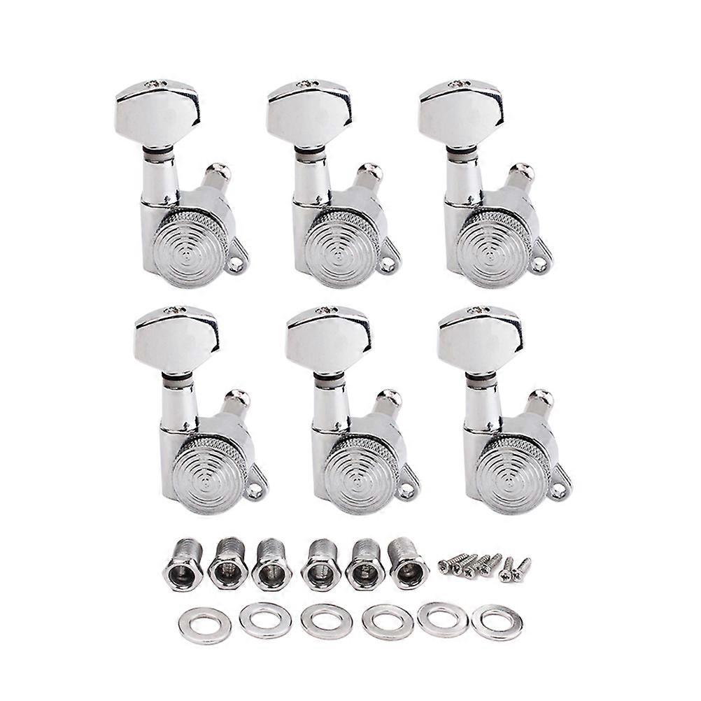 Acoustic Guitar Tuning Pegs Silver Black String Fixing Tuners Sound Improvement 6Pcs/Set