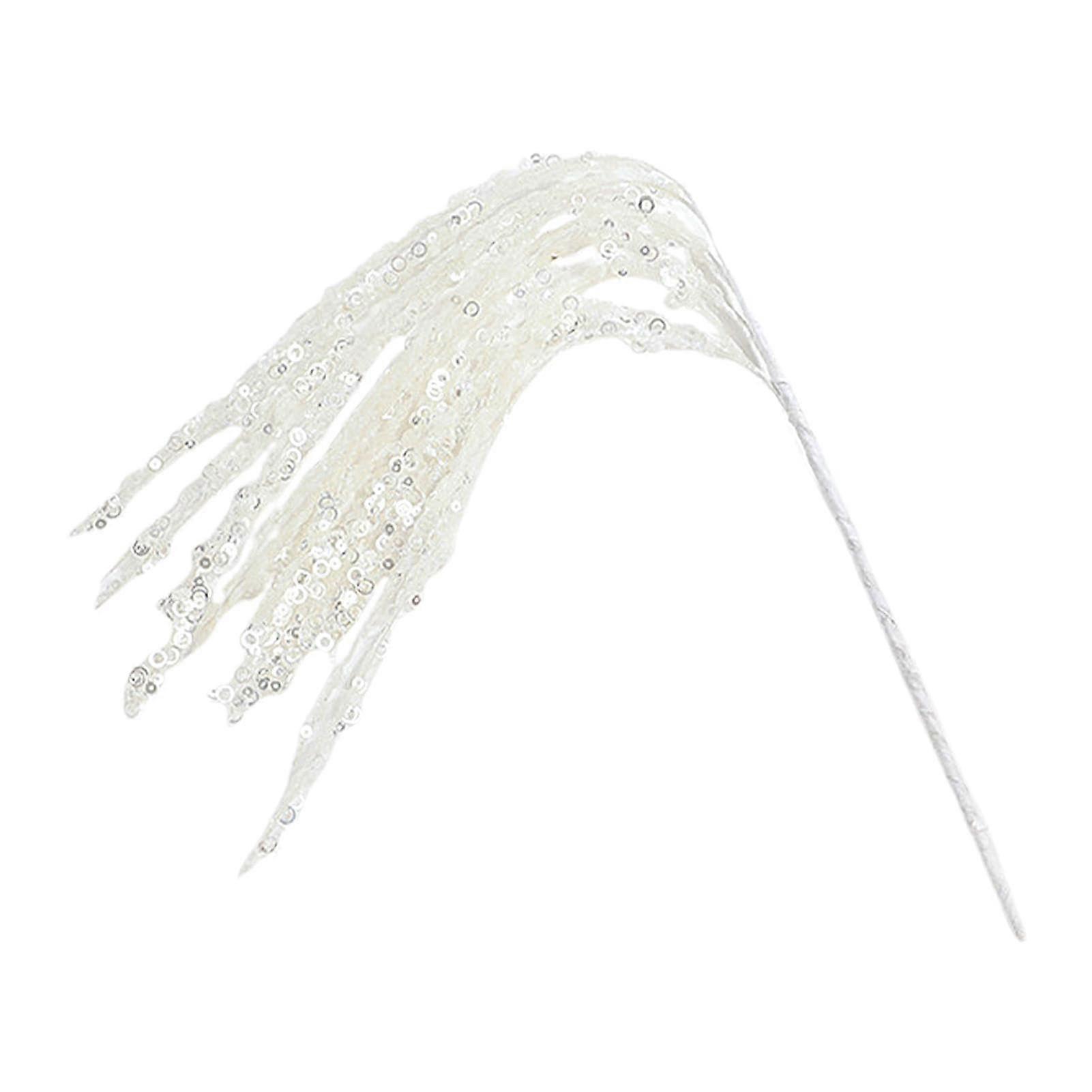 Glitter branches for Christmas, decoration – artificial stems, branches for vases, holiday, 61 cm white Ref: 1337