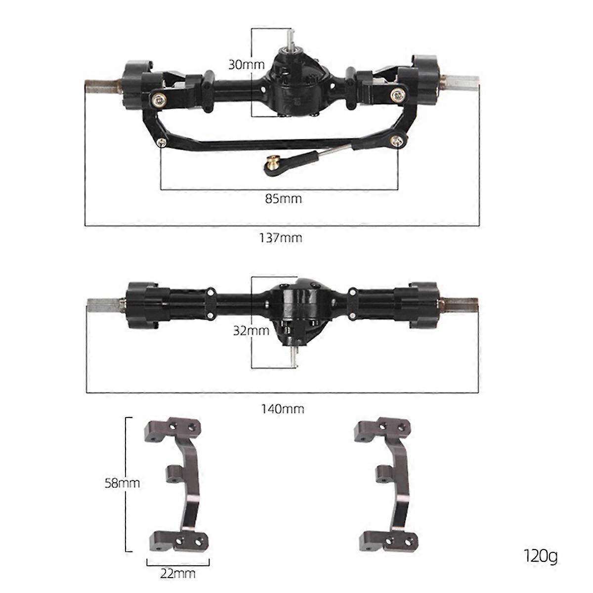 Front and Rear Portal Axle with Metal Link Rod Base for 1/12 RC Car