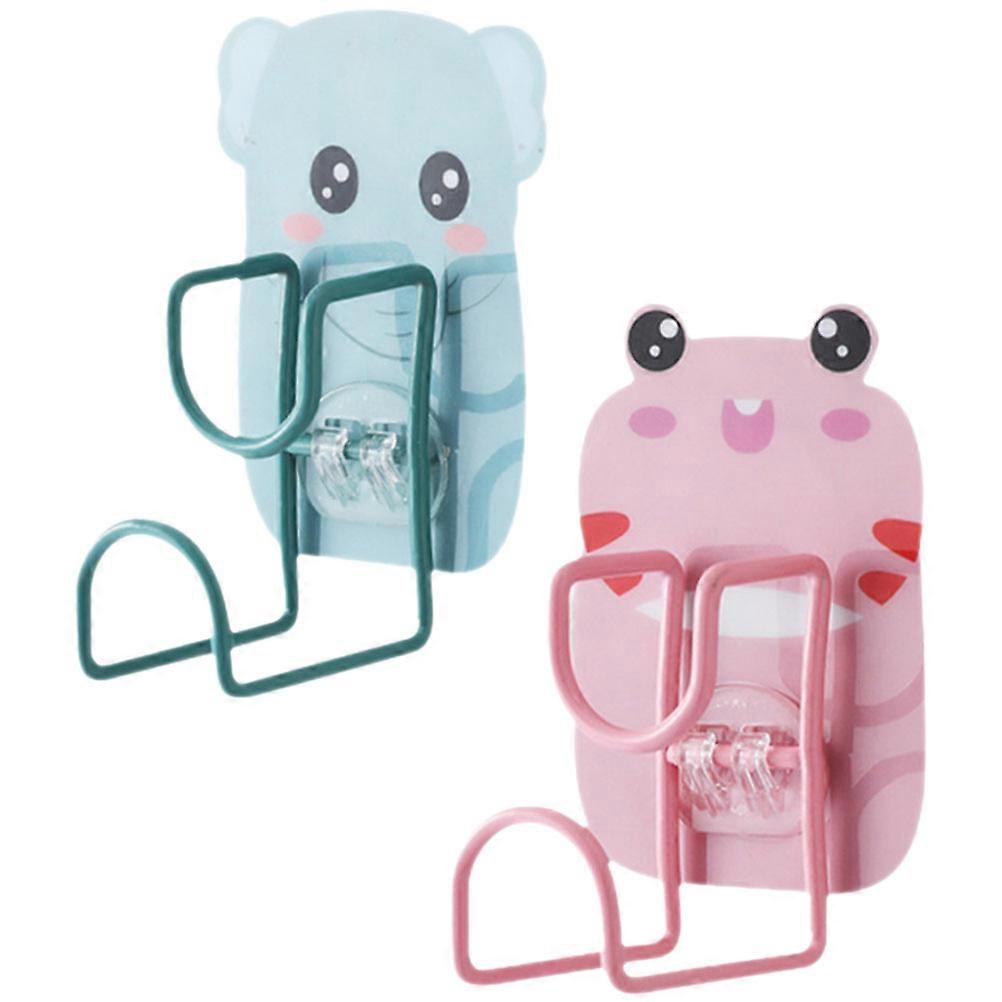 2 PCS Punch Cartoon Animal Wall Hooks for Bathroom, Kitchen, Bedroom Laundry Storage – Adhesive Space Saving Wall Mounted Organizers