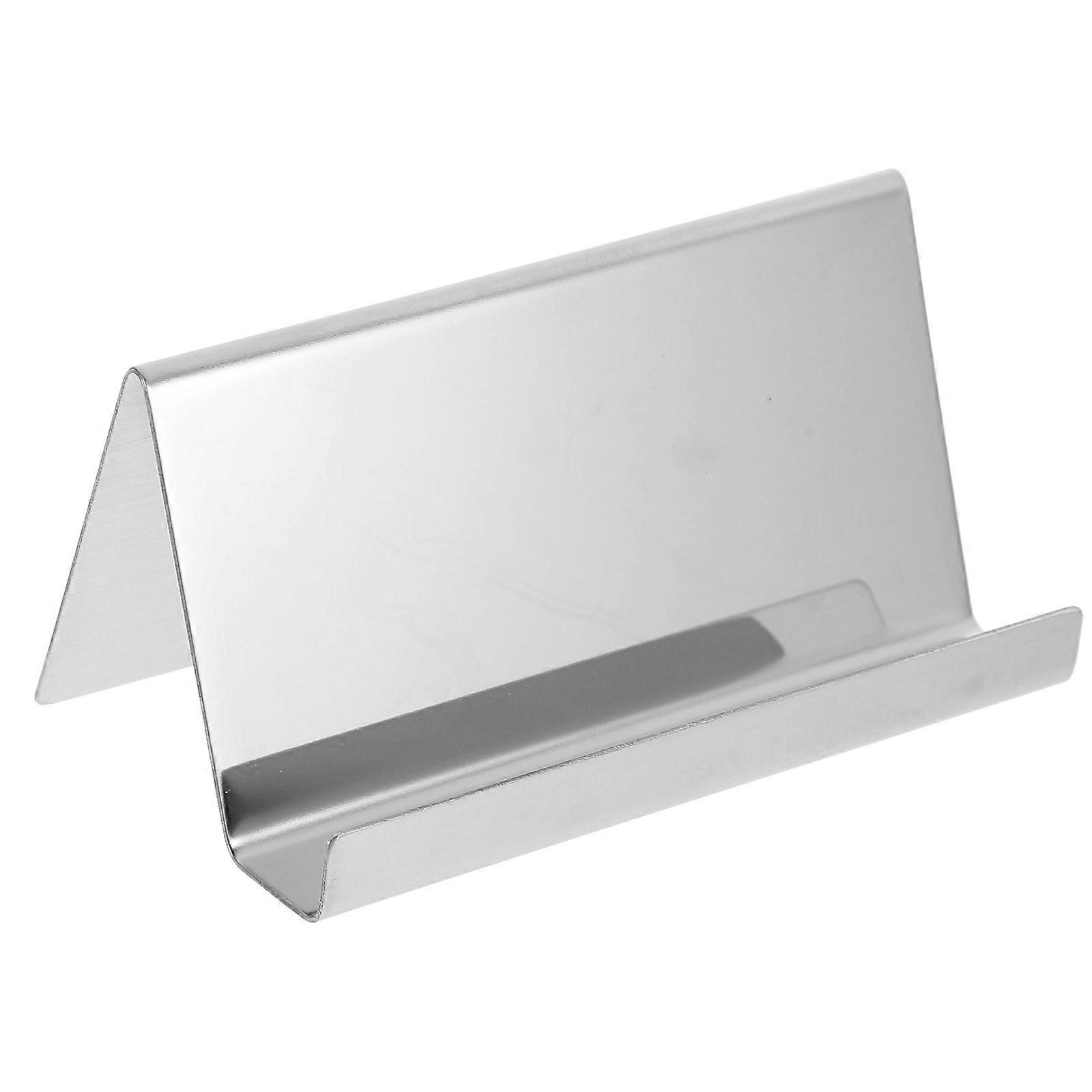Desktop Card Stand Business Card Holder Office Cards Organizer Silver 9X5X5CM Simple Design 1Pack
