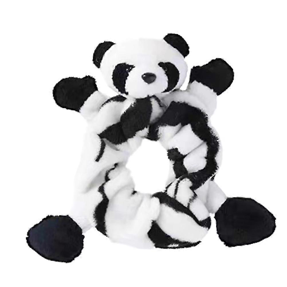 Soft Plush Panda Hair Tie Elastic Hair Band Gentle Stretch Durable Ponytail Holder Bun Maker for Women