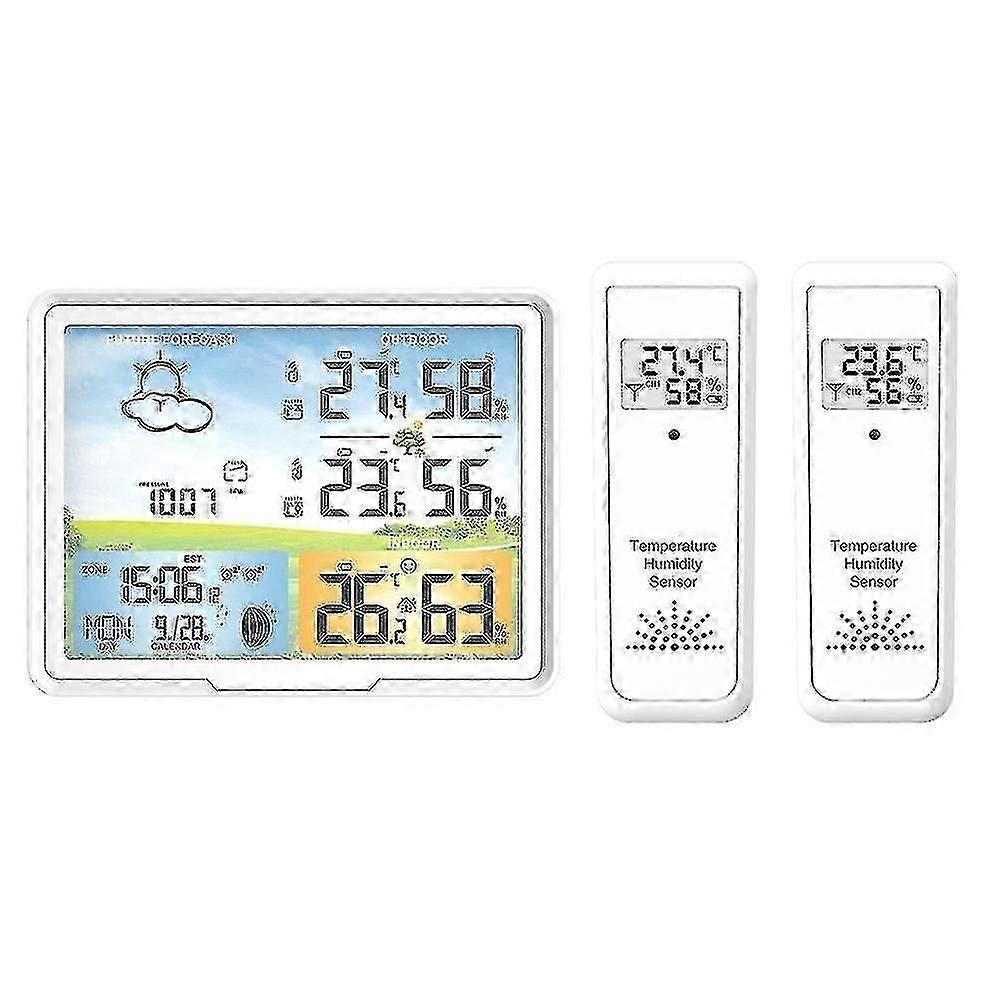 Ασύρματος μετεωρολογικός σταθμός με 2 εξωτερικούς αισθητήρες, ρολόι ραδιοφώνου εσωτερική και εξωτερική θερμοκρασία αέρα ξυπνητηριών