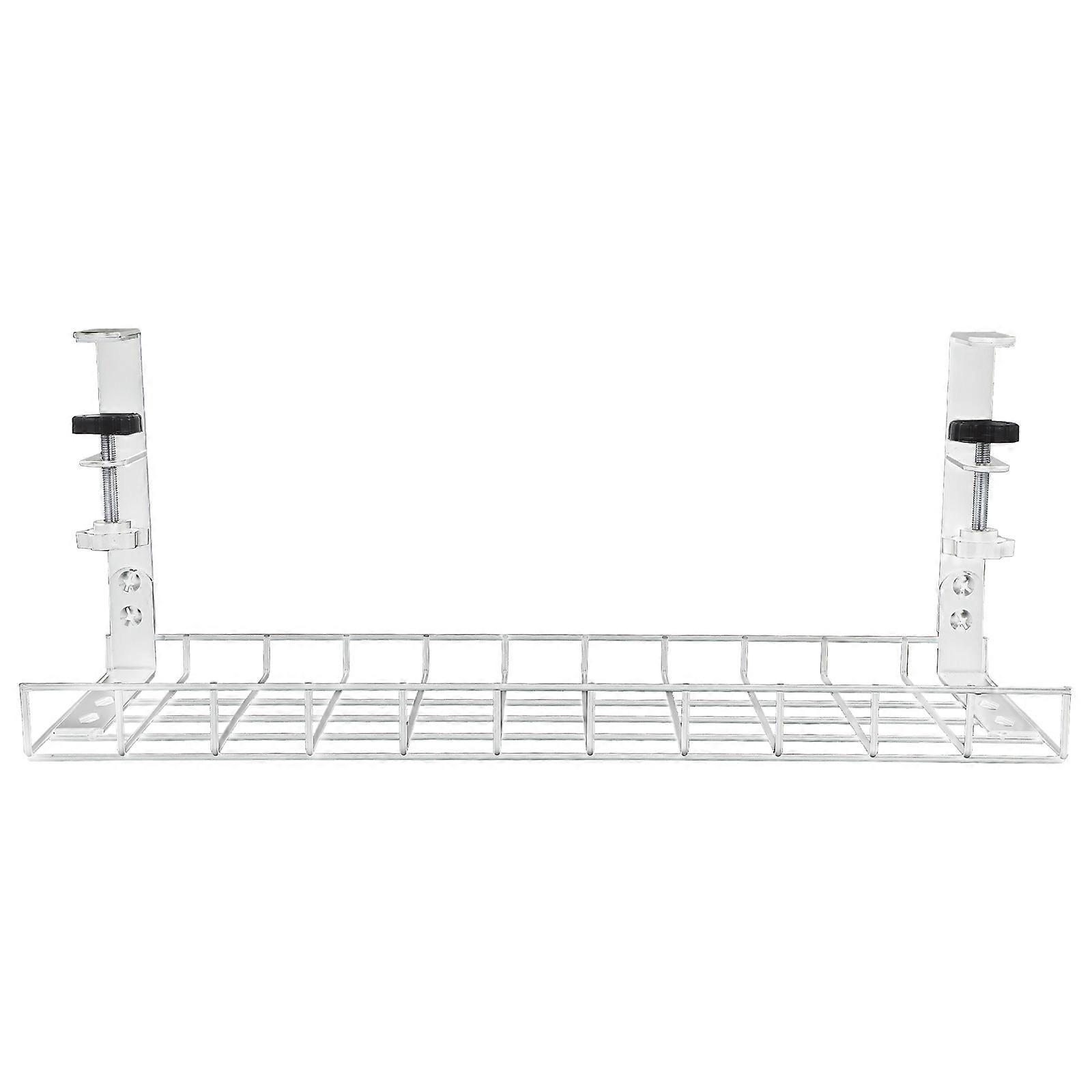 Cord Management Under Desk Cable Storage Rack Rectangular Simple Design White 50X19.5X19CM Steel Office Use 1Pack