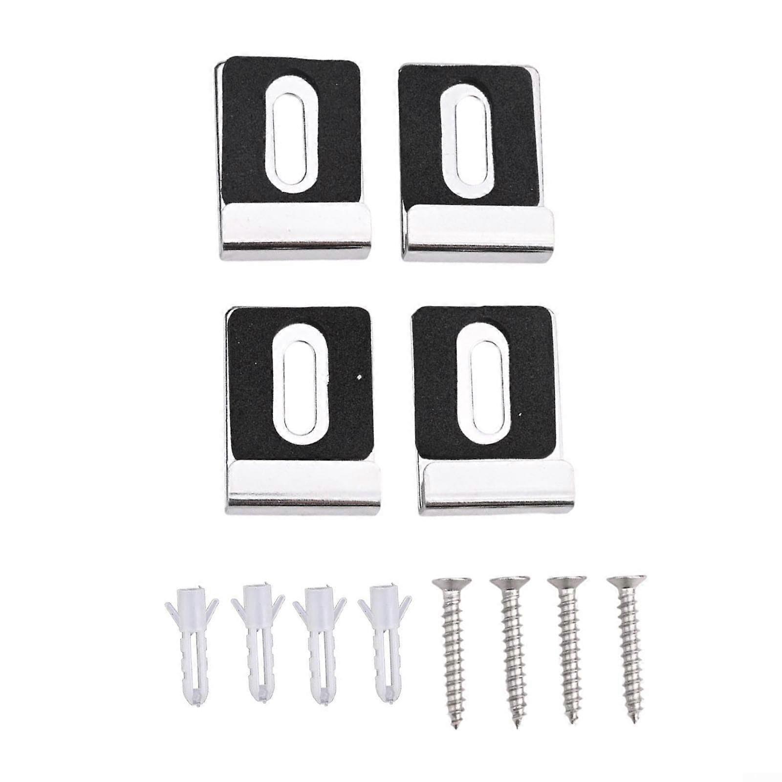 Mirror Bracket Clip Set - Heavy Duty Stainless Steel Wall Hanging Mirror Hooks with Cushion for Fixing Mirrors and Displays