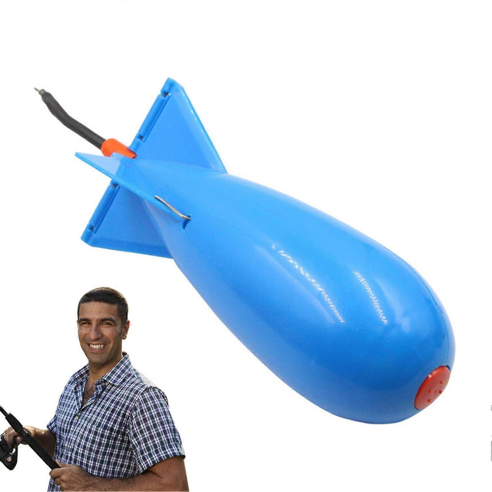 Fishing Bait Feeder Basket - Rocket Shape Blue M Floating Bait Container for Carp Fishing Feeder