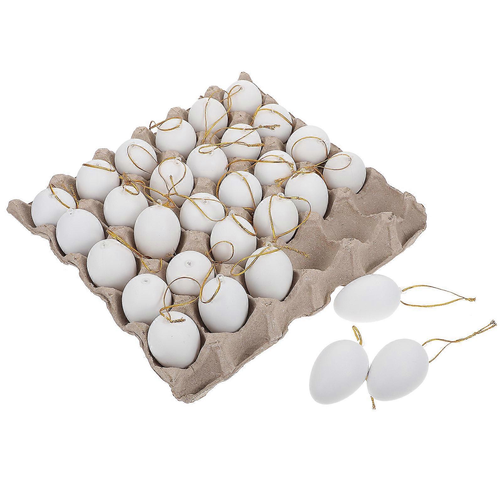Egg Activity Decor Unpainted Faux Eggs Diy Party Decoration Easter Theme 6x4cm White Plastic For Children 1Set