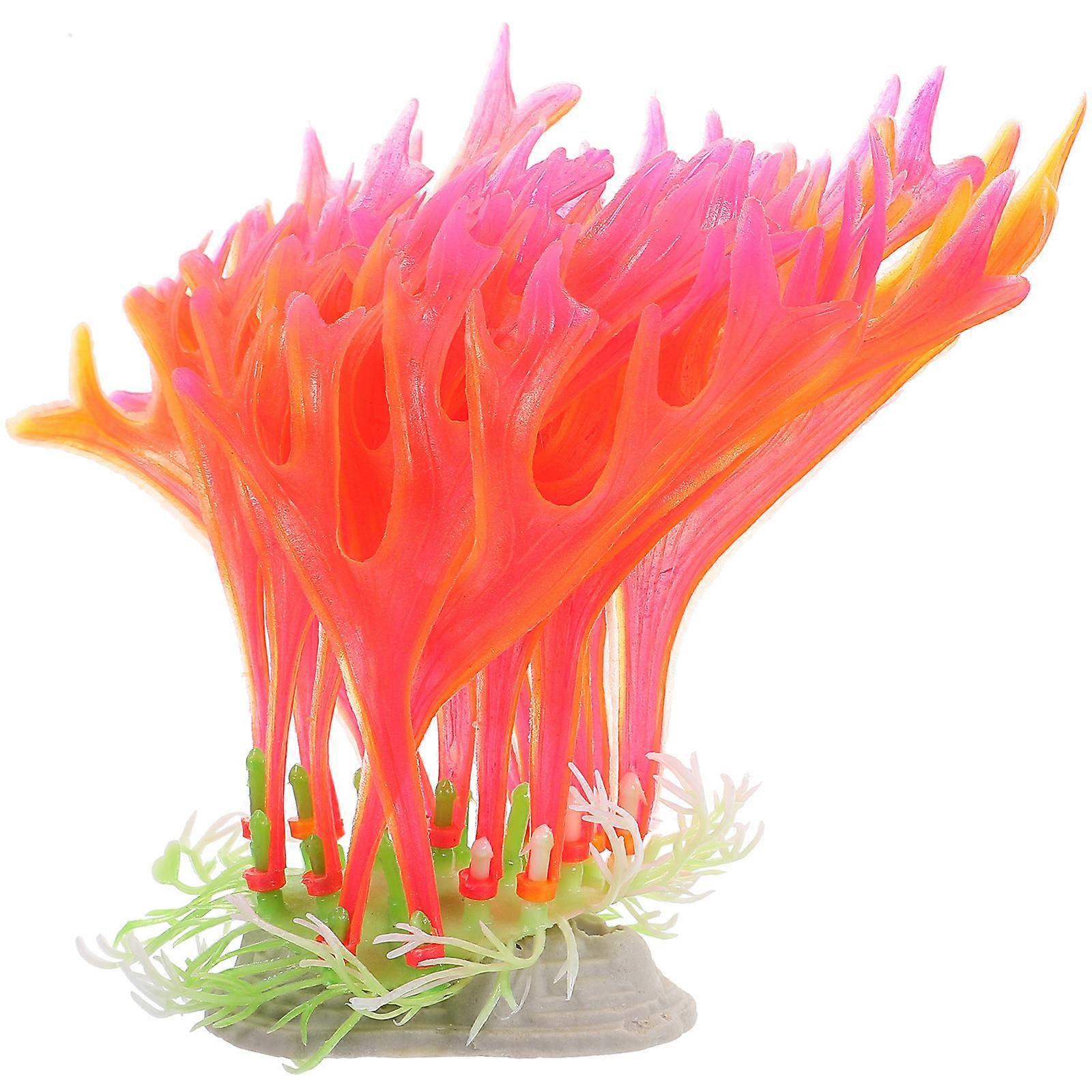 Akvarie Ornamenter Simulerede gevirer Formet Lille Ornament Lyserød Akvarium Dekoration Til Krybdyr Gemmested 1Pack