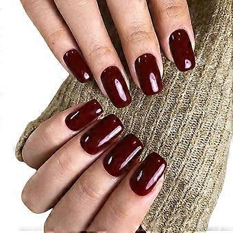Einfache kurze weinrote Maniküre gefälschtes Nagelpflaster, abnehmbares Nagelpflaster