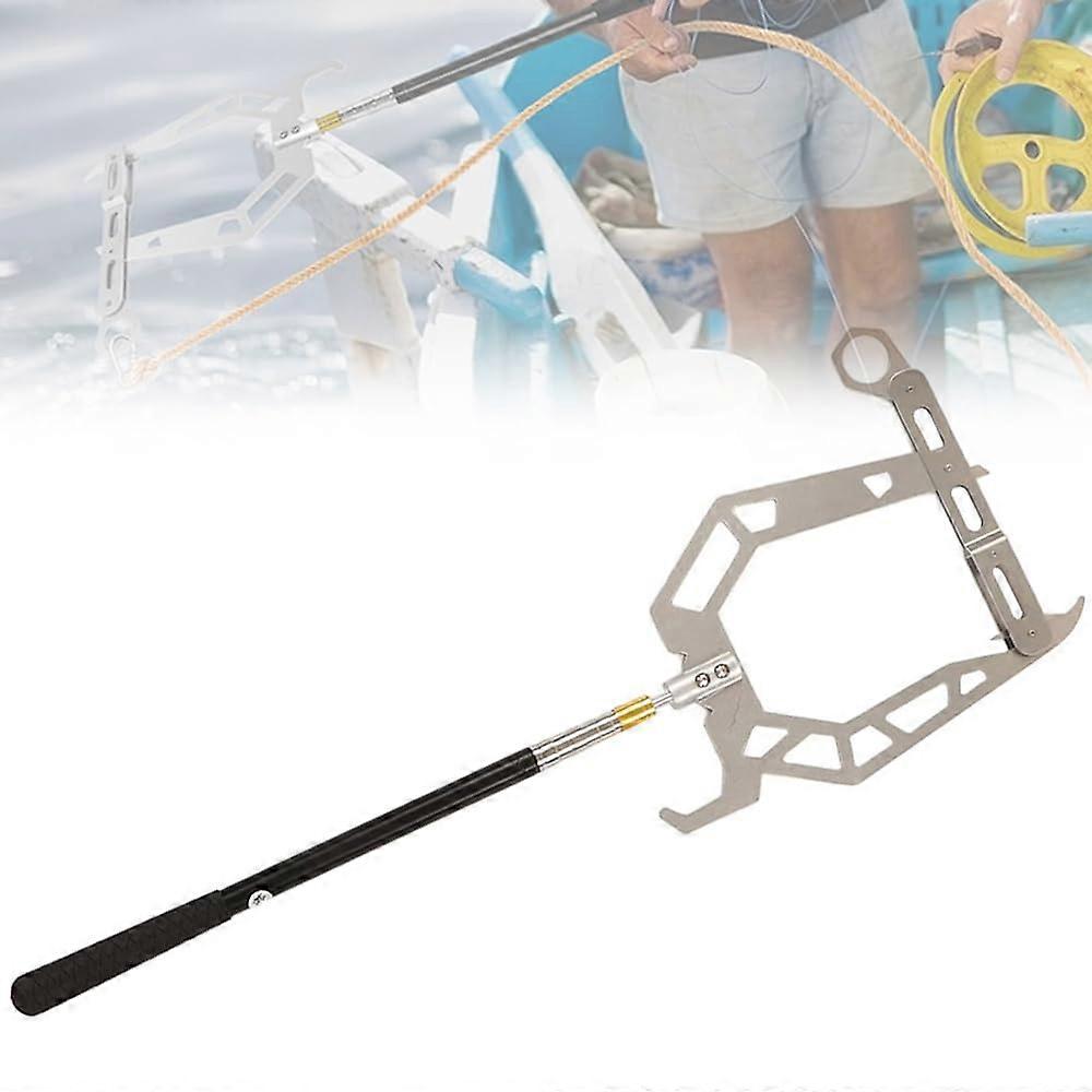 Telescopic Boat Dock Hook, Mooring Dock Hook, U Type Mooring Threader, Maximum Extension up to 140 cm, Stainless Steel Cable Wire Guide