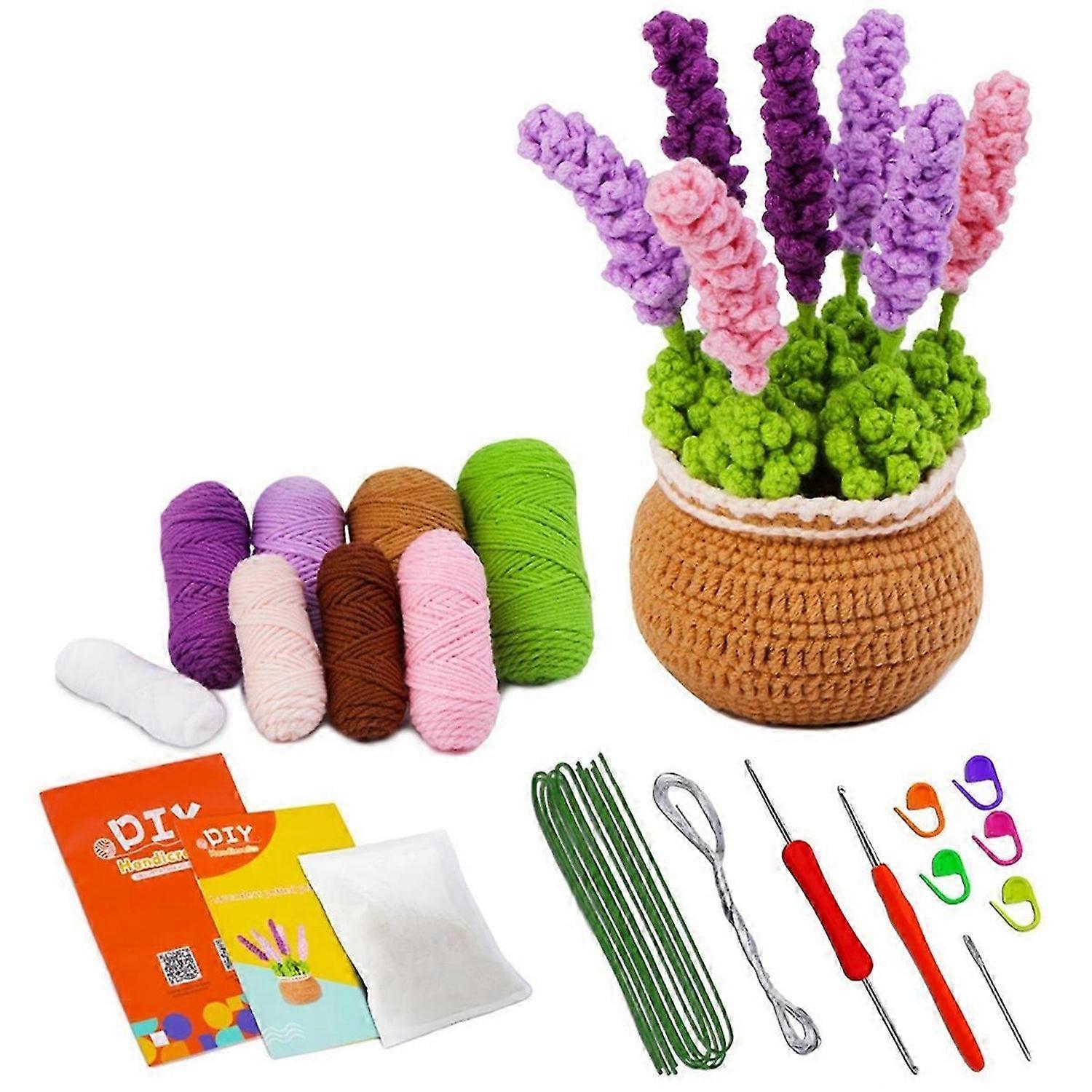 Crochet Kit for Beginners,Lavender Crochet Kit Beginner Crochet Knitting Kit for Complete Beginners