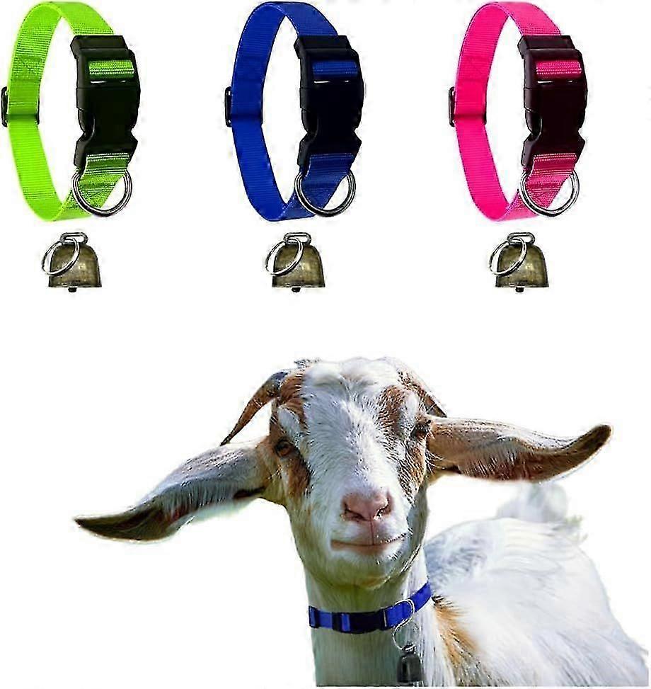 2025 Latest Model Goat Collars with Bell, 3 Pack Adjustable Nylon Collar Set